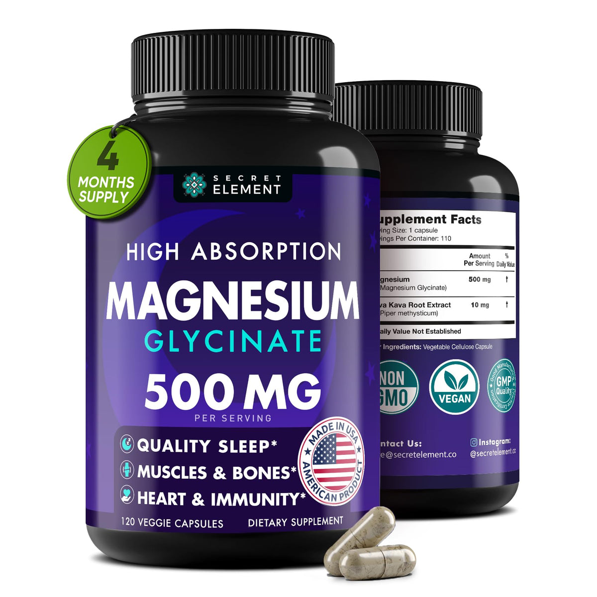 Secret Element Magnesium Supplement 220g front view