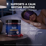 Secret Element Sleep Gummies with a hand reaching for a gummy