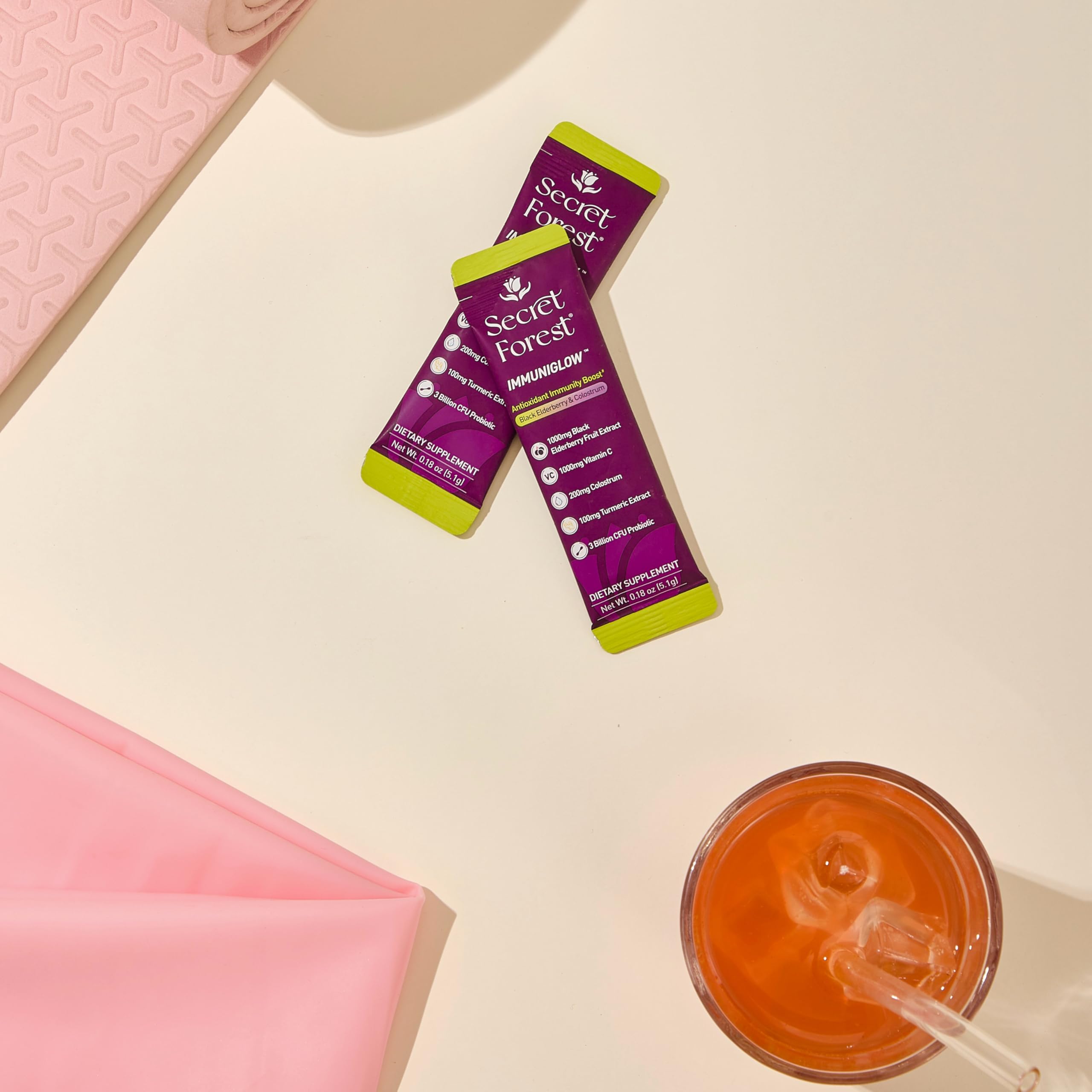 Secret Forest Daily Wellness Drink Mix in travel setting