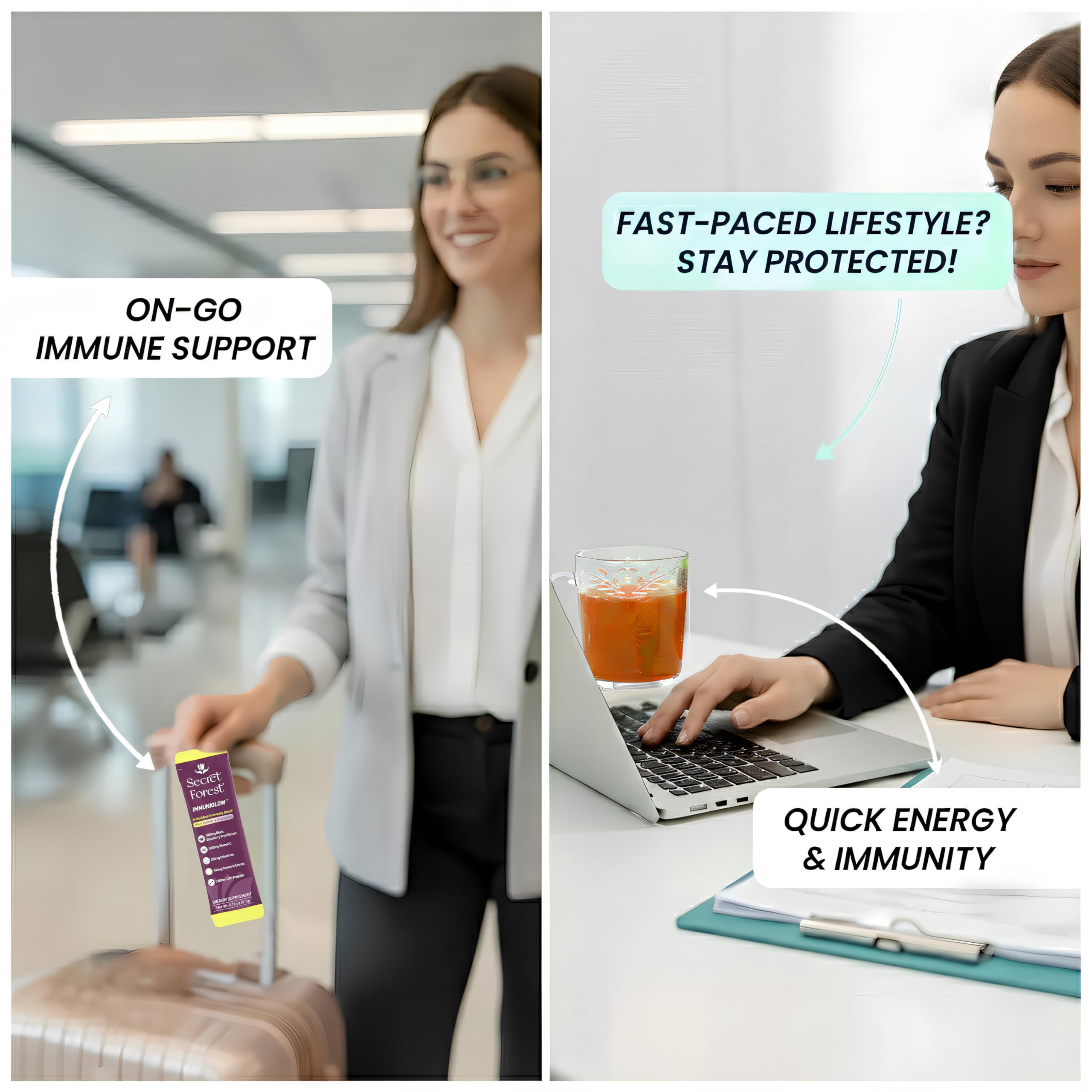 Secret Forest Daily Wellness Drink Mix on a desk