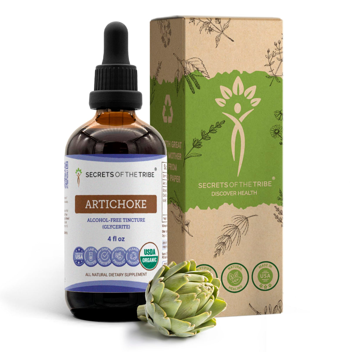 Secrets of the Tribe Artichoke Liquid Supplement front view