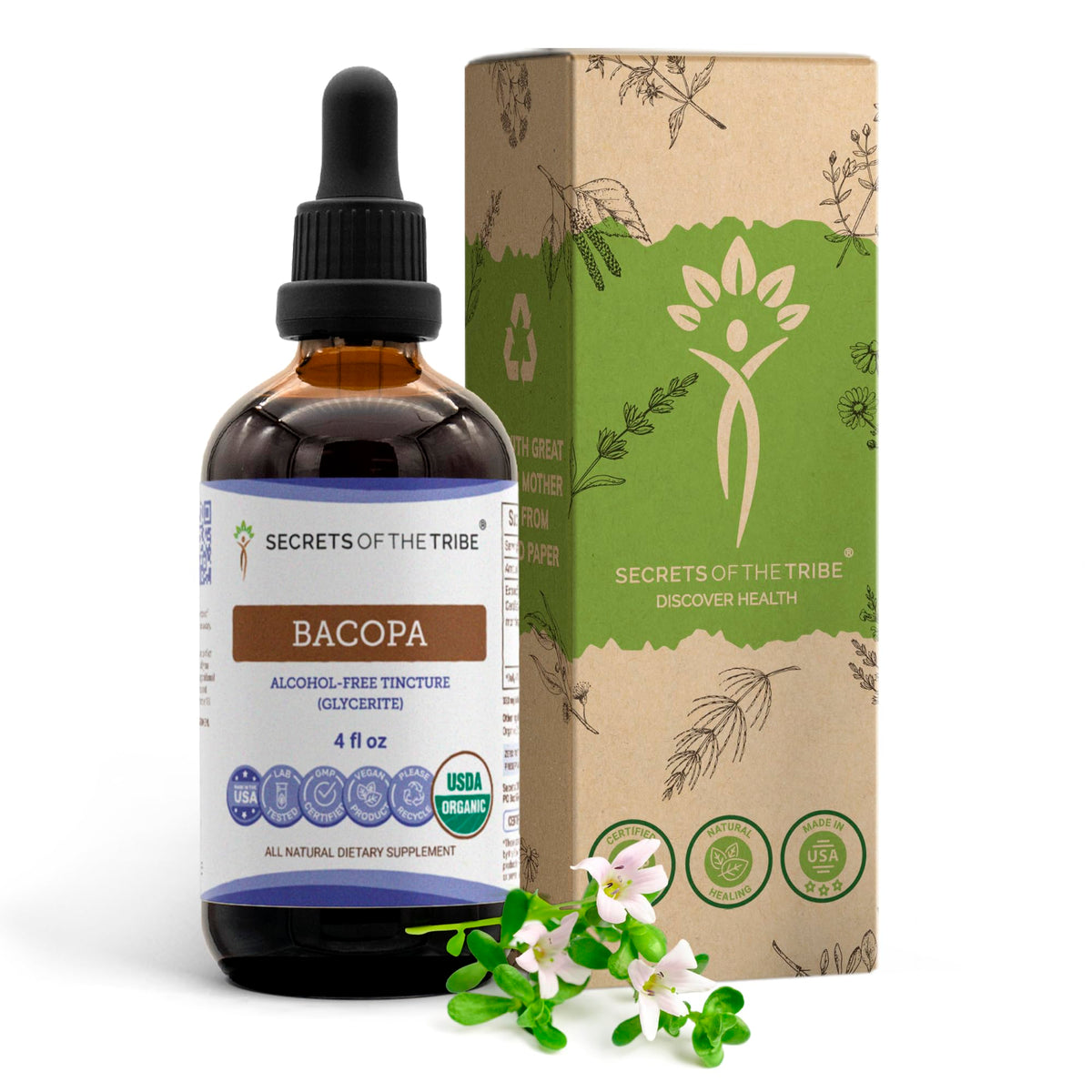 Secrets of the Tribe Bacopa Monnieri Tincture front view