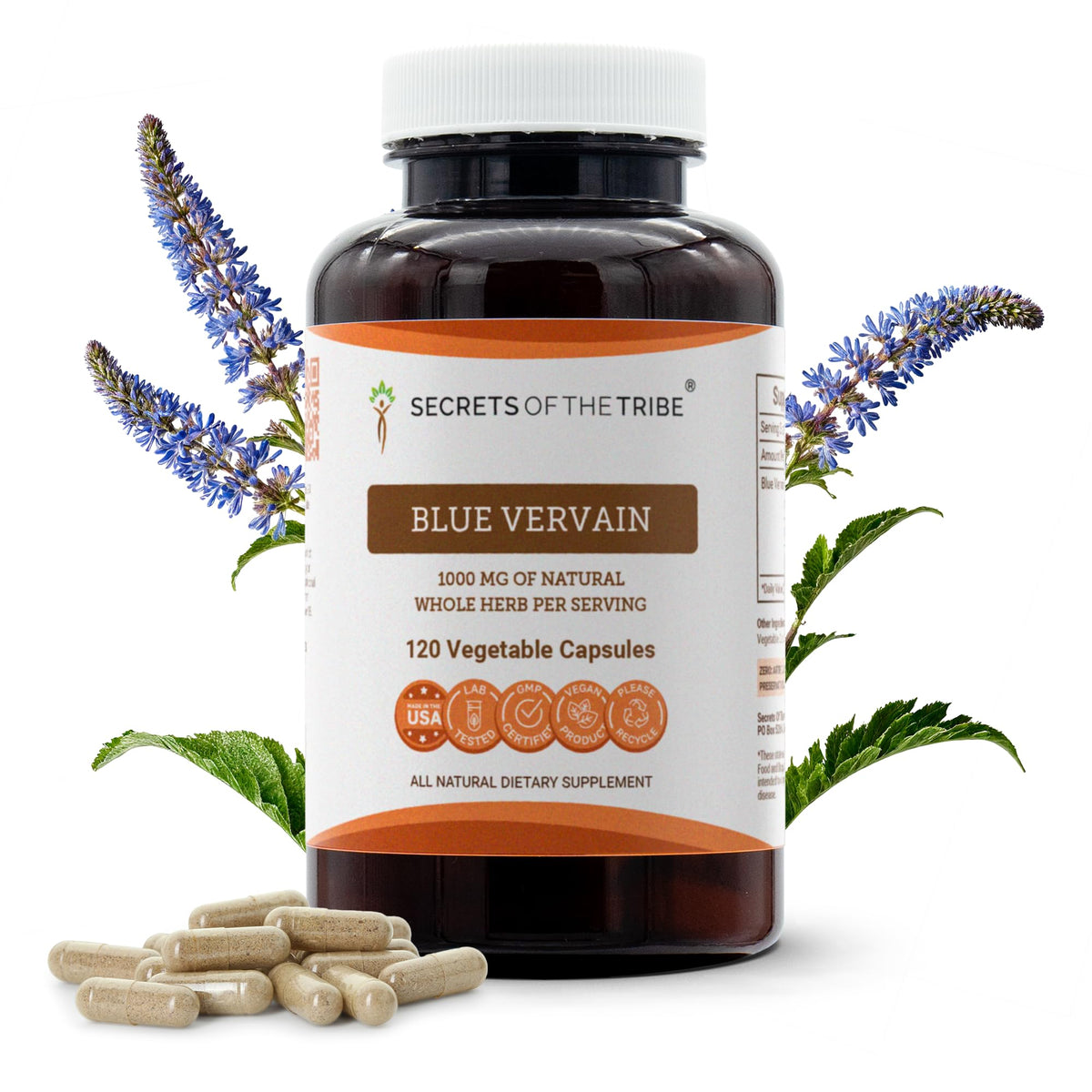 Secrets of the Tribe Blue Vervain Capsules front view