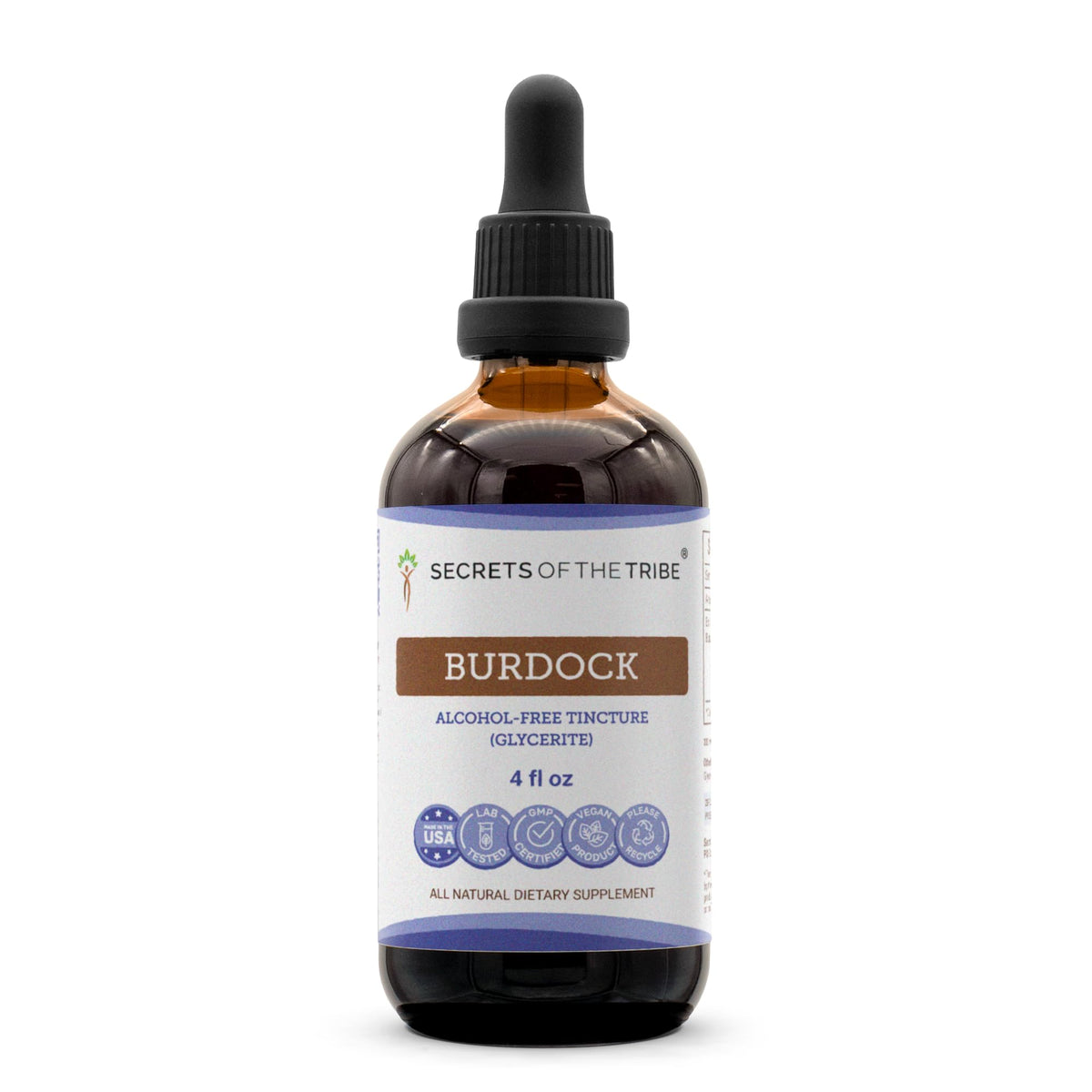 Secrets of the Tribe Burdock Root Herbal Supplement front view