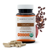 Secrets of the Tribe Cacao Dried Raw Beans Capsules front view