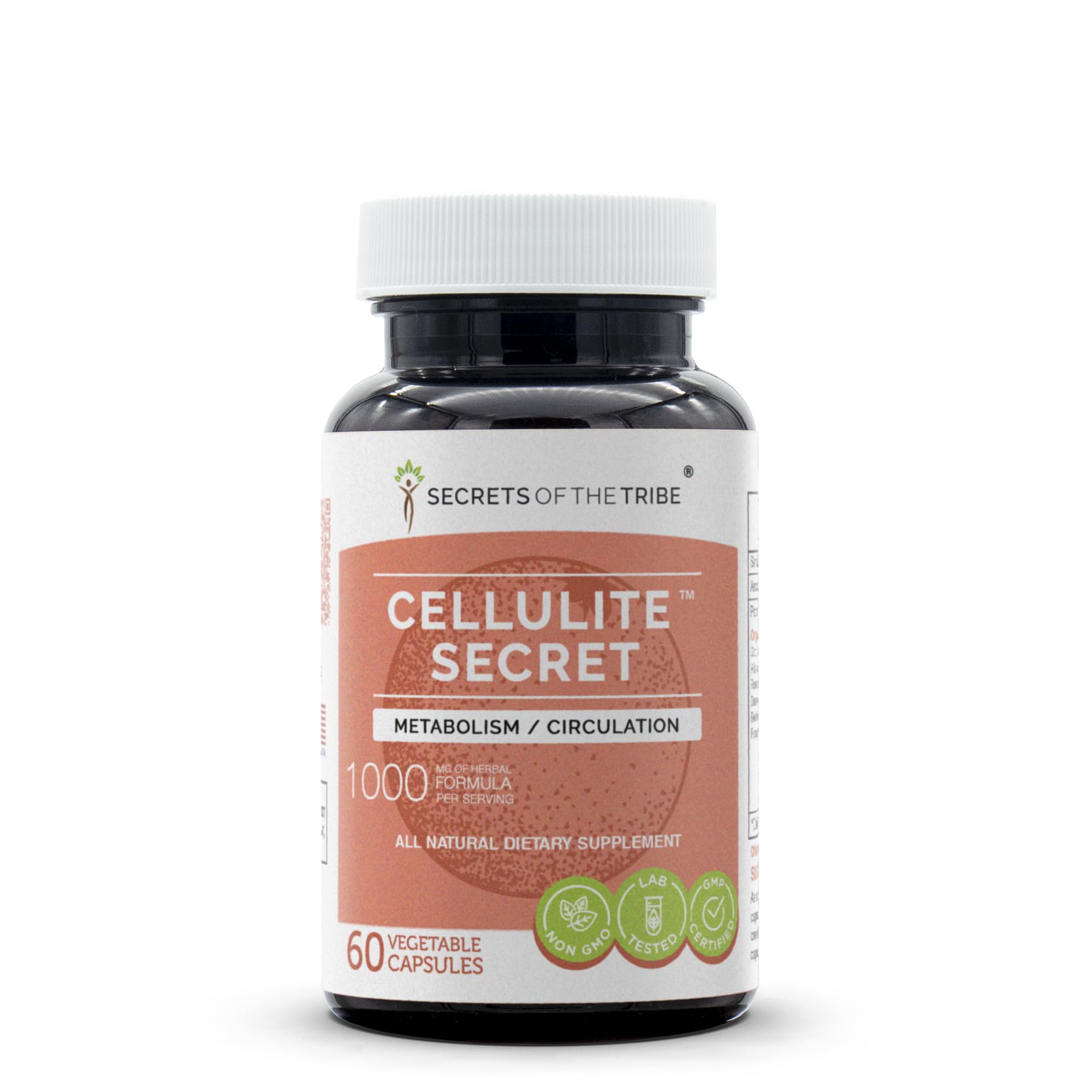 Secrets of the Tribe Cellulite Secret Capsules front view with packaging