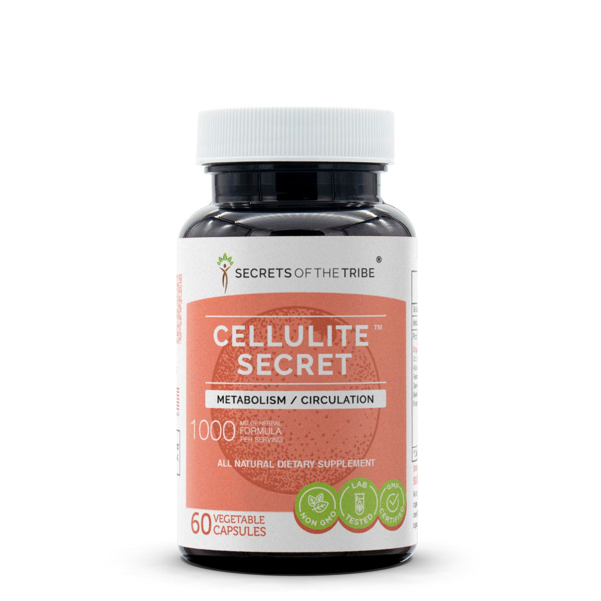 Secrets of the Tribe Cellulite Secret Capsules front view with packaging