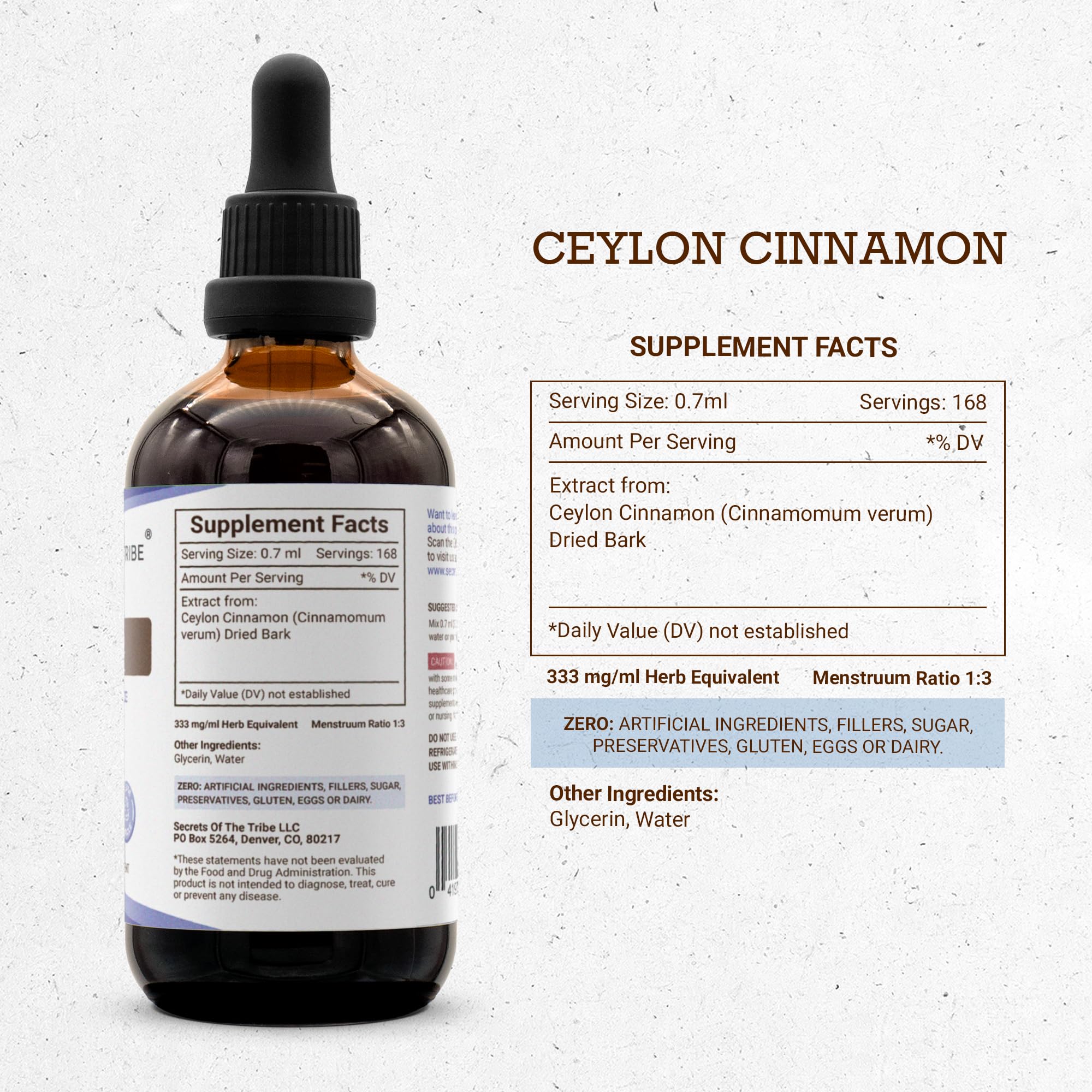 Secrets of the Tribe Ceylon Cinnamon Tincture in lifestyle setting