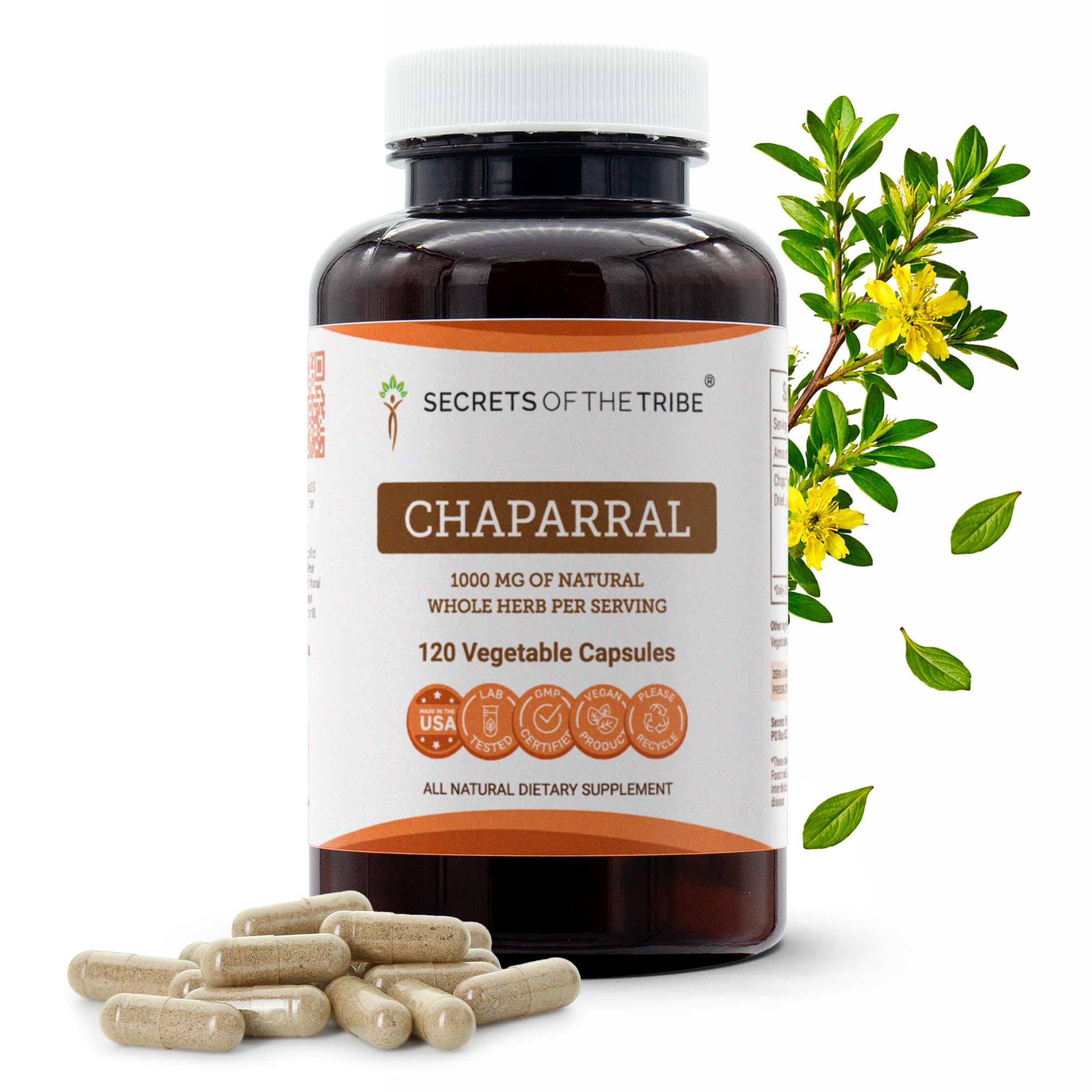 Secrets of the Tribe Chaparral Capsules front view with packaging