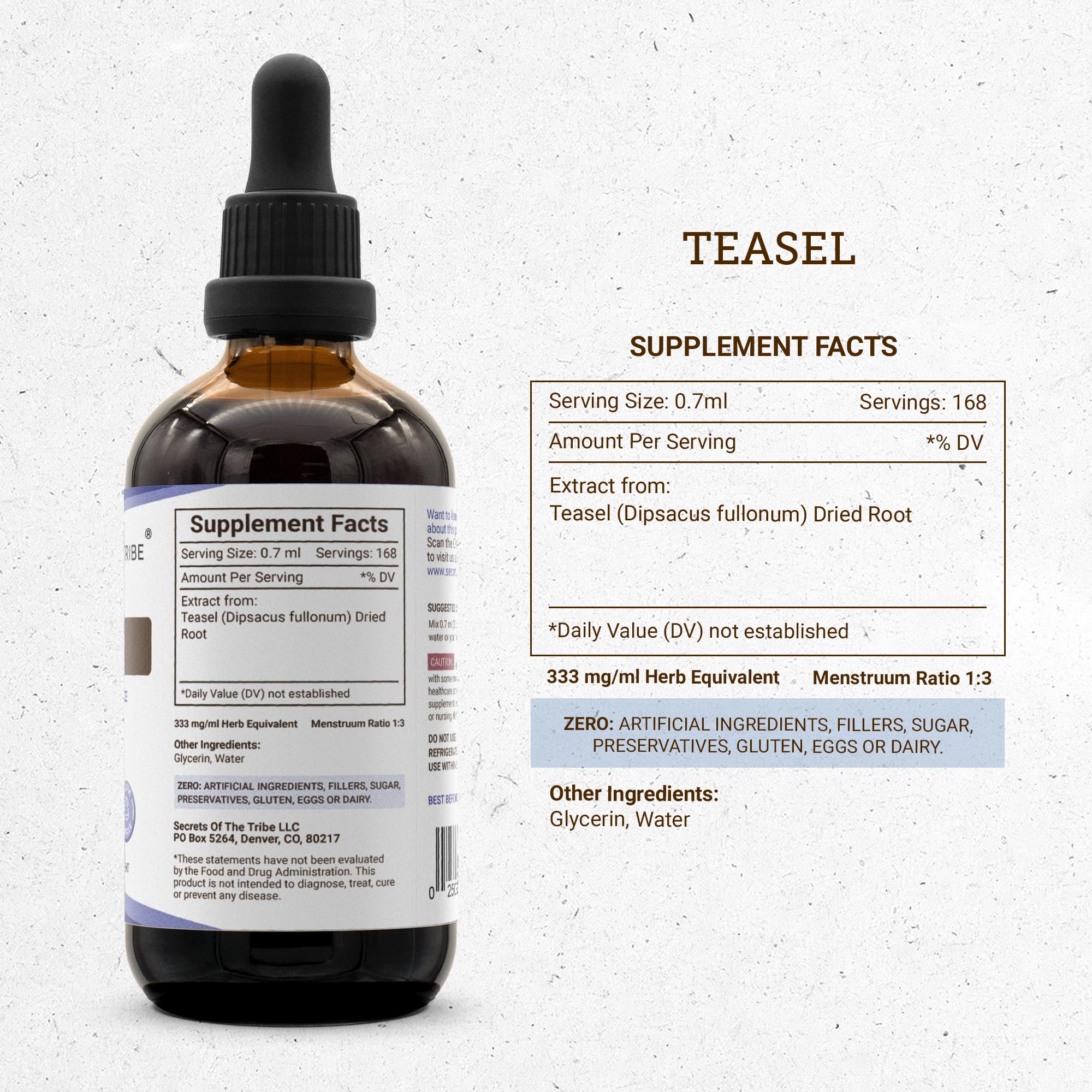 Secrets of the Tribe Dipsacus Fullonum Herbal Supplement with ingredients
