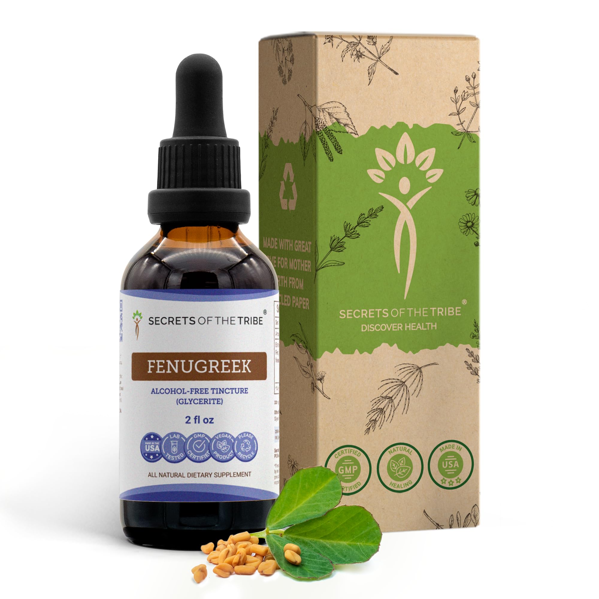 Secrets of the Tribe Fenugreek Herbal Supplement front view