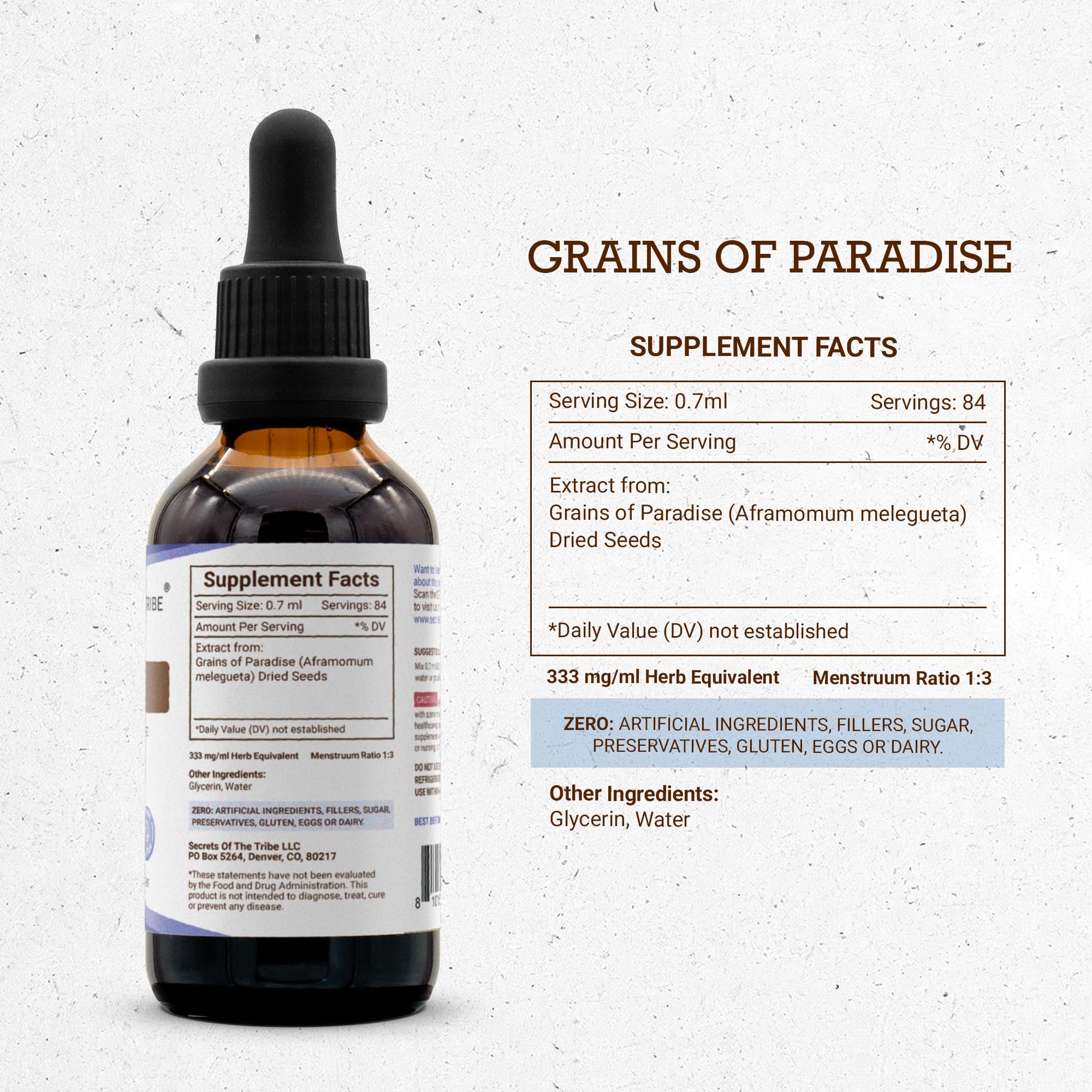 Secrets of the Tribe Grains of Paradise Tincture in a lifestyle setting
