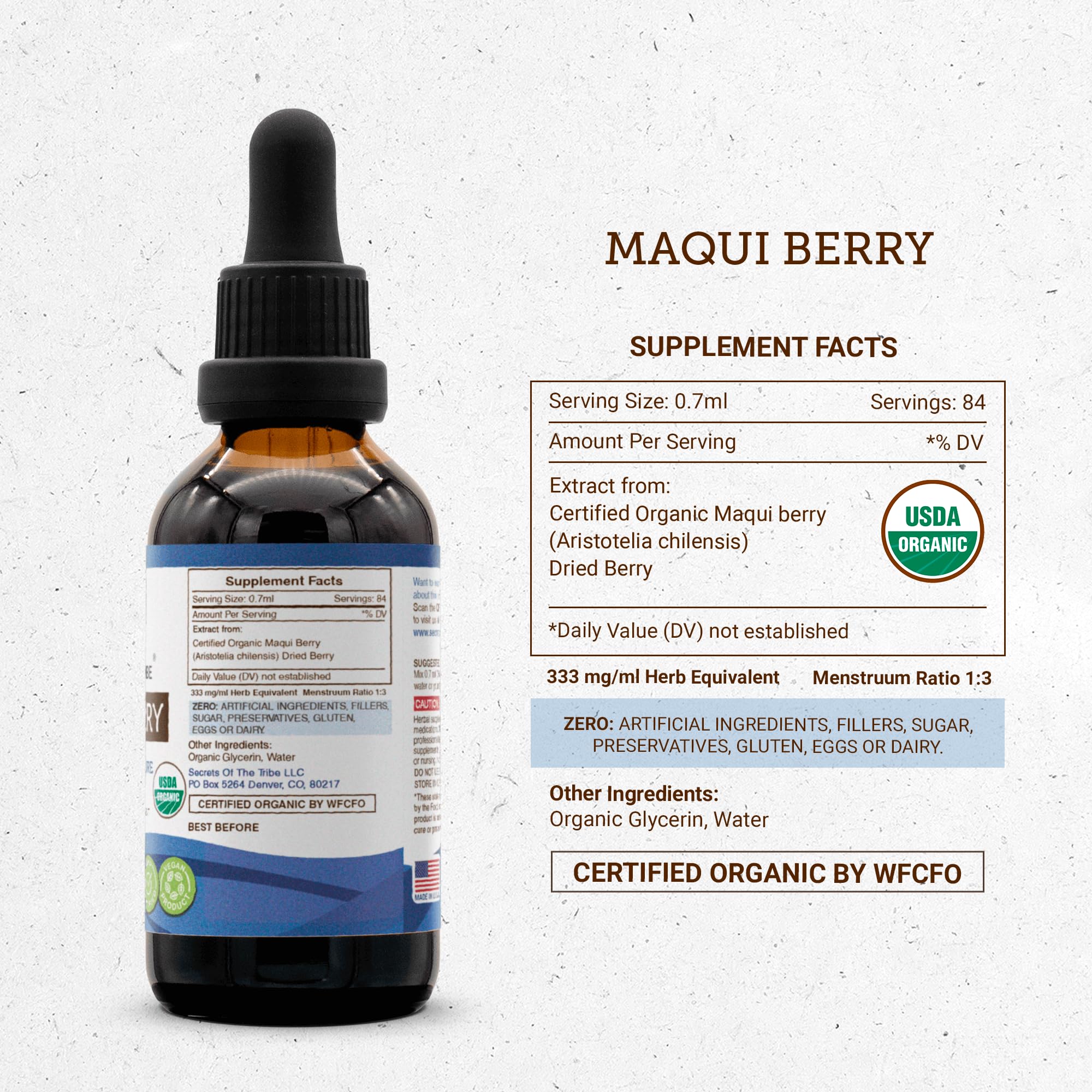 Secrets of the Tribe Herbal Supplement Liquid Tincture bottle with dropper