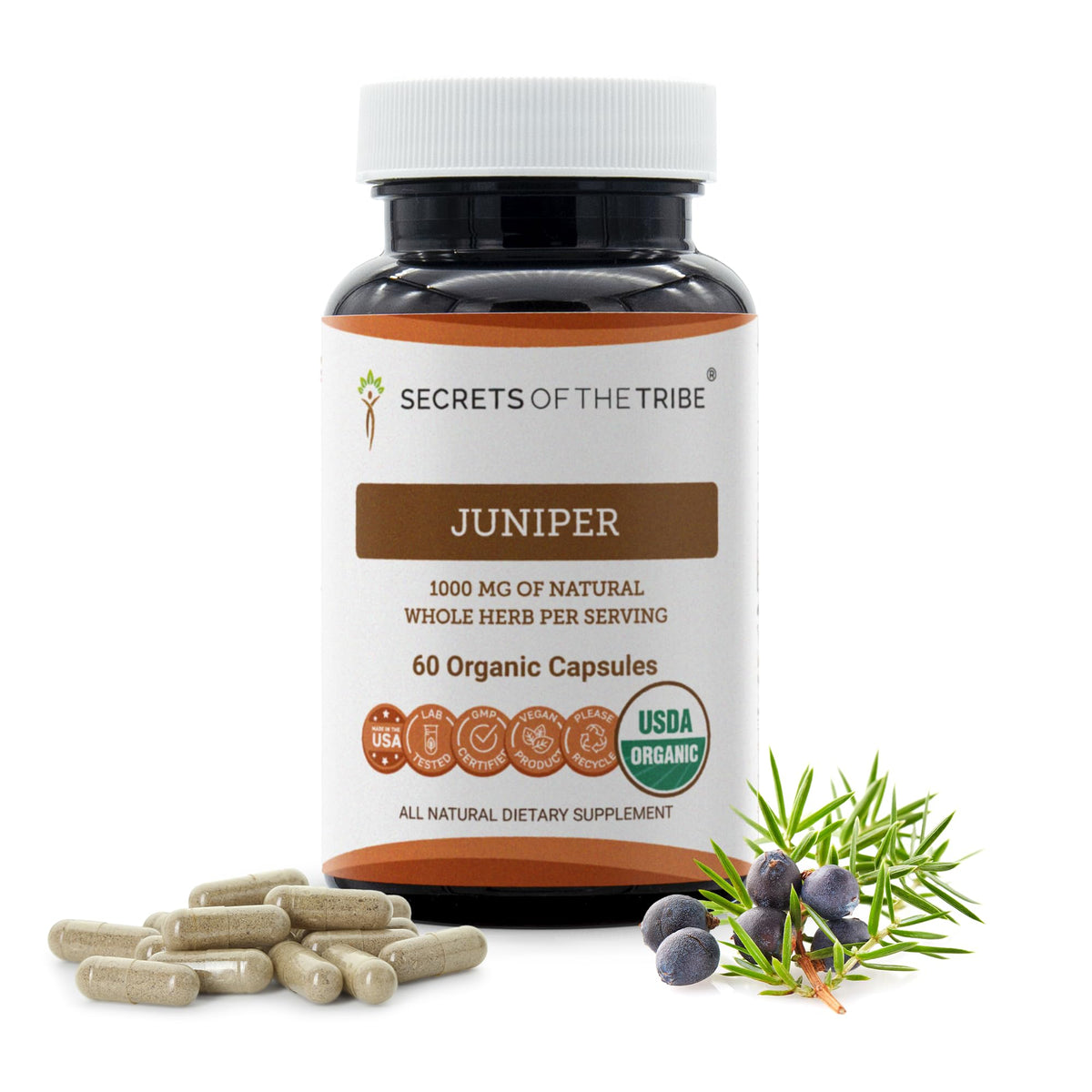 Secrets of the Tribe Juniper Dried Berry Capsules front view