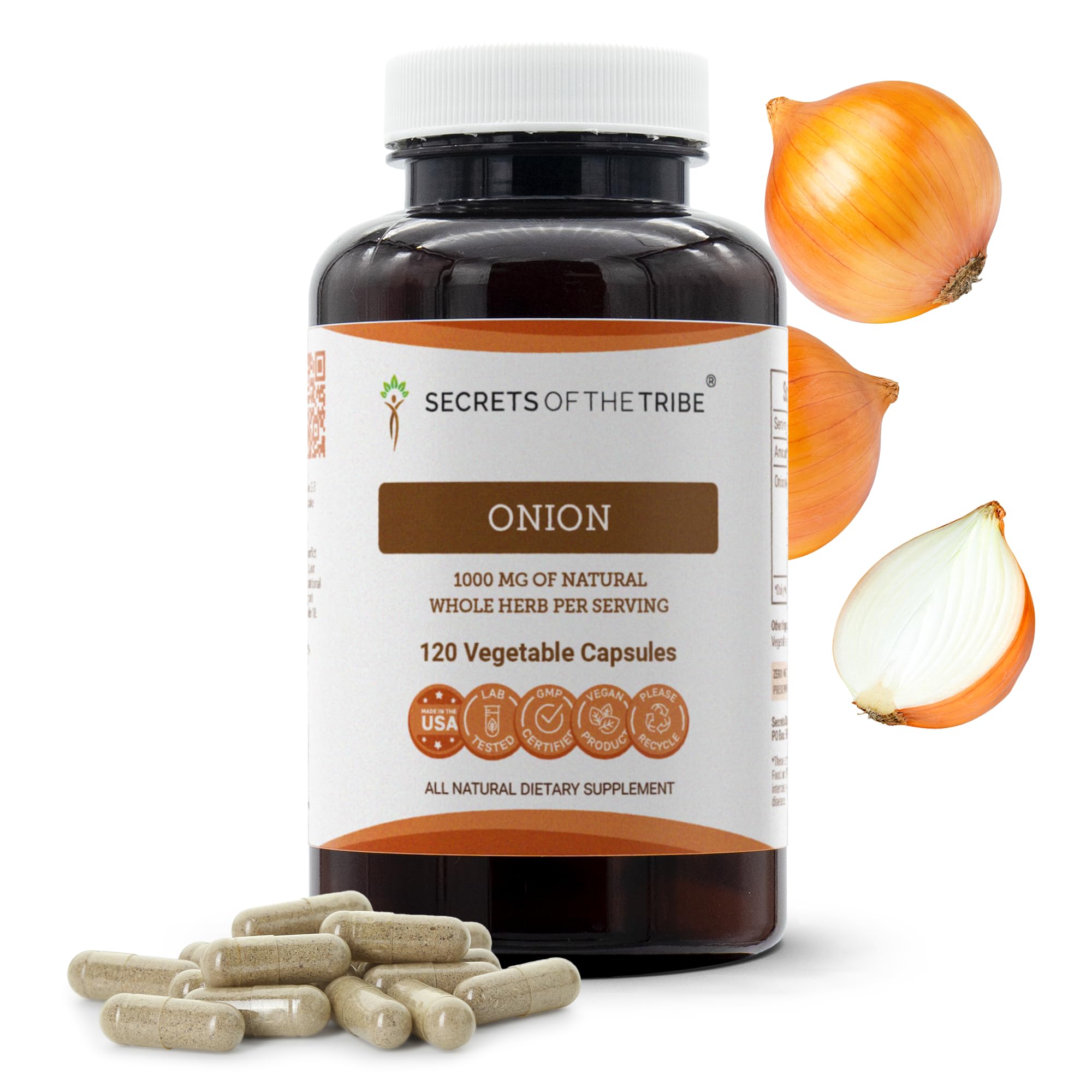 Secrets of the Tribe Onion Capsules front view with label