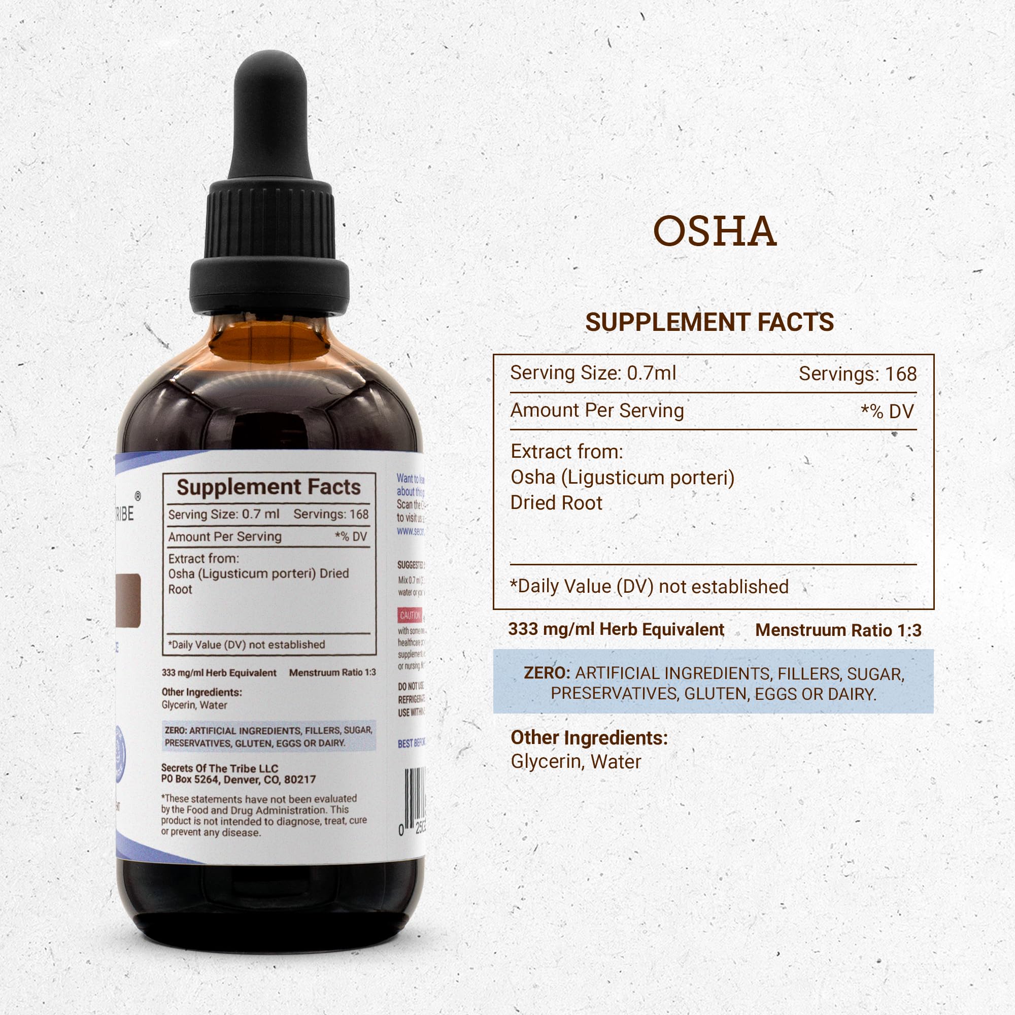 Secrets of the Tribe Osha Root Extract bottle top view