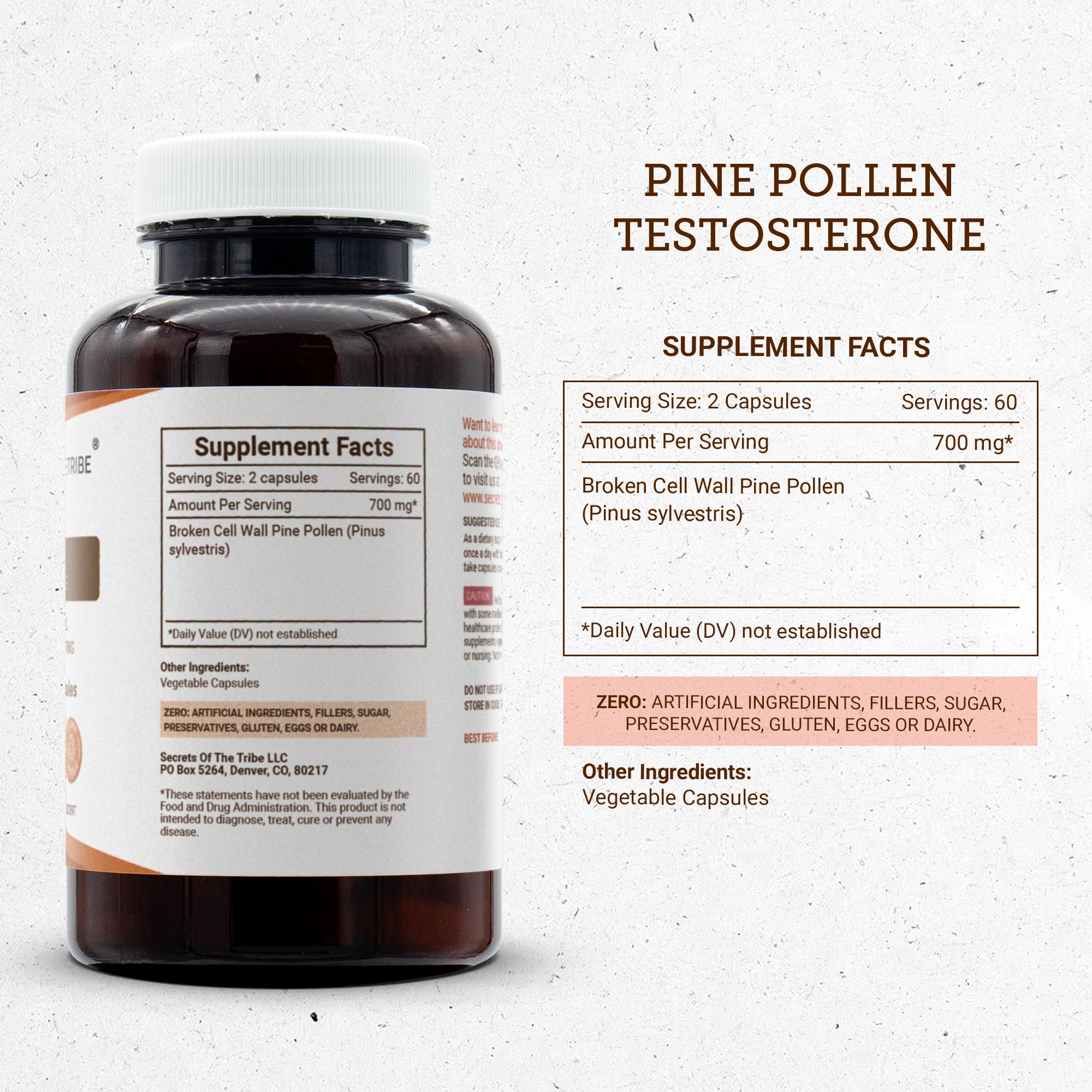 Secrets of the Tribe Pine Pollen Capsules packaging