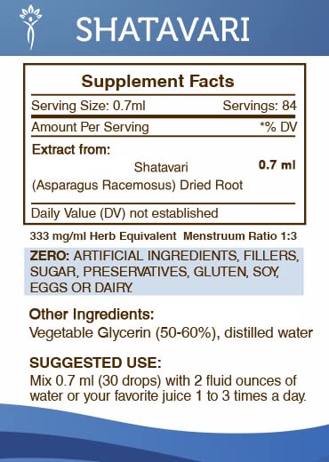 Secrets of the Tribe Shatavari 141g ingredients list