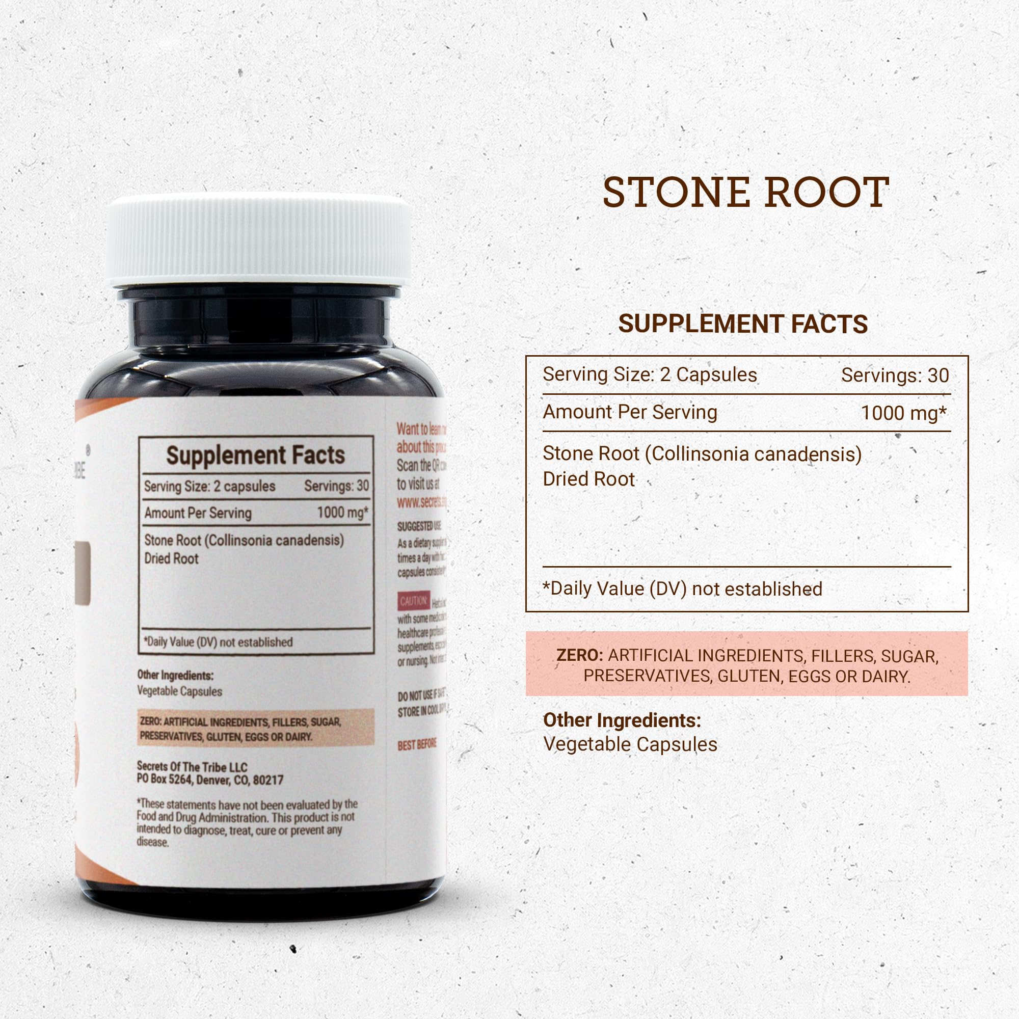Secrets of the Tribe Stone Root Capsules packaging