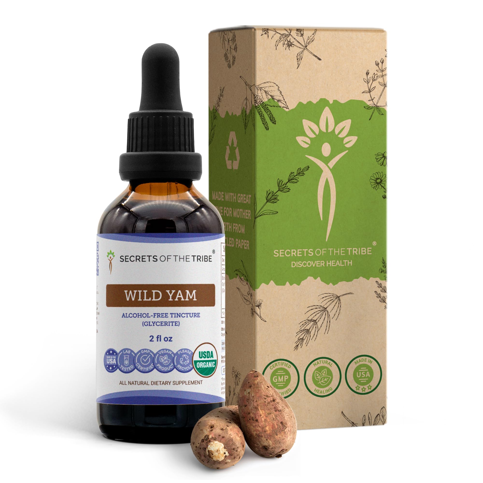 Secrets of the Tribe Wild Yam Tincture bottle front view