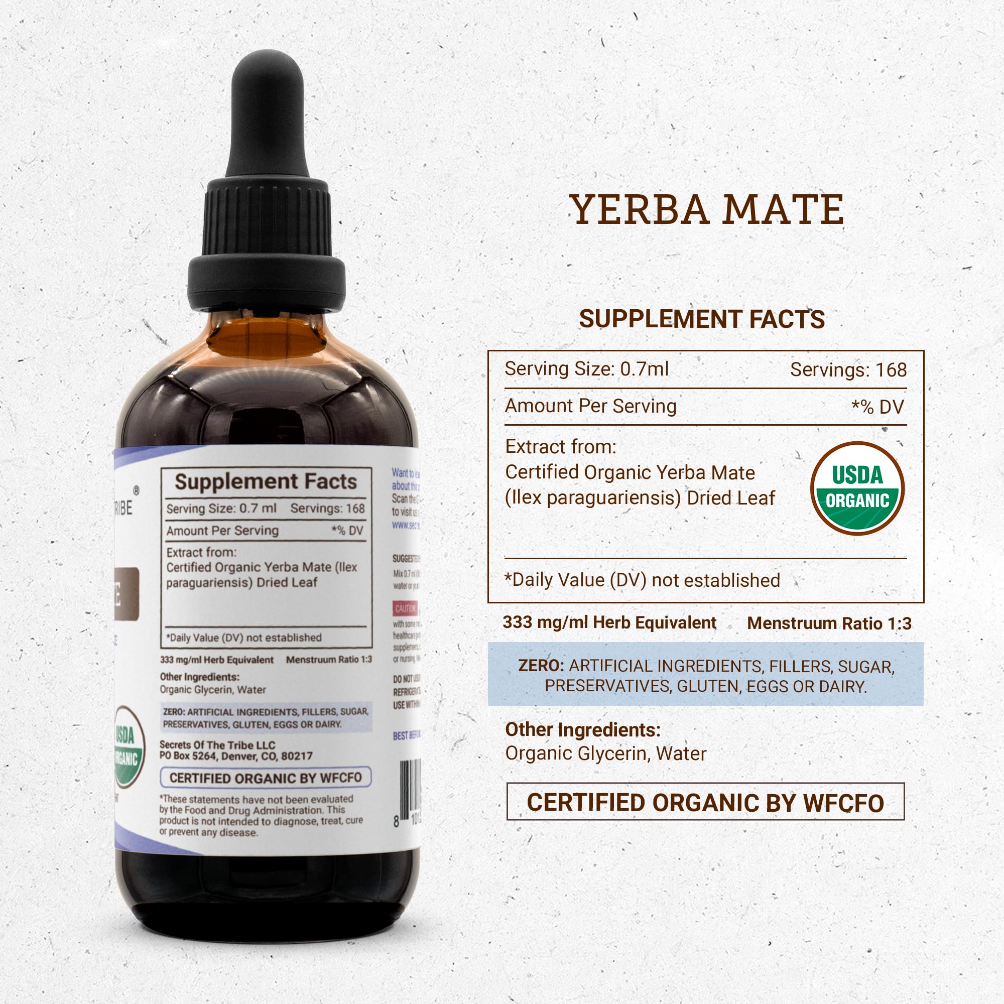 Secrets of the Tribe Yerba Mate Liquid Extract side view