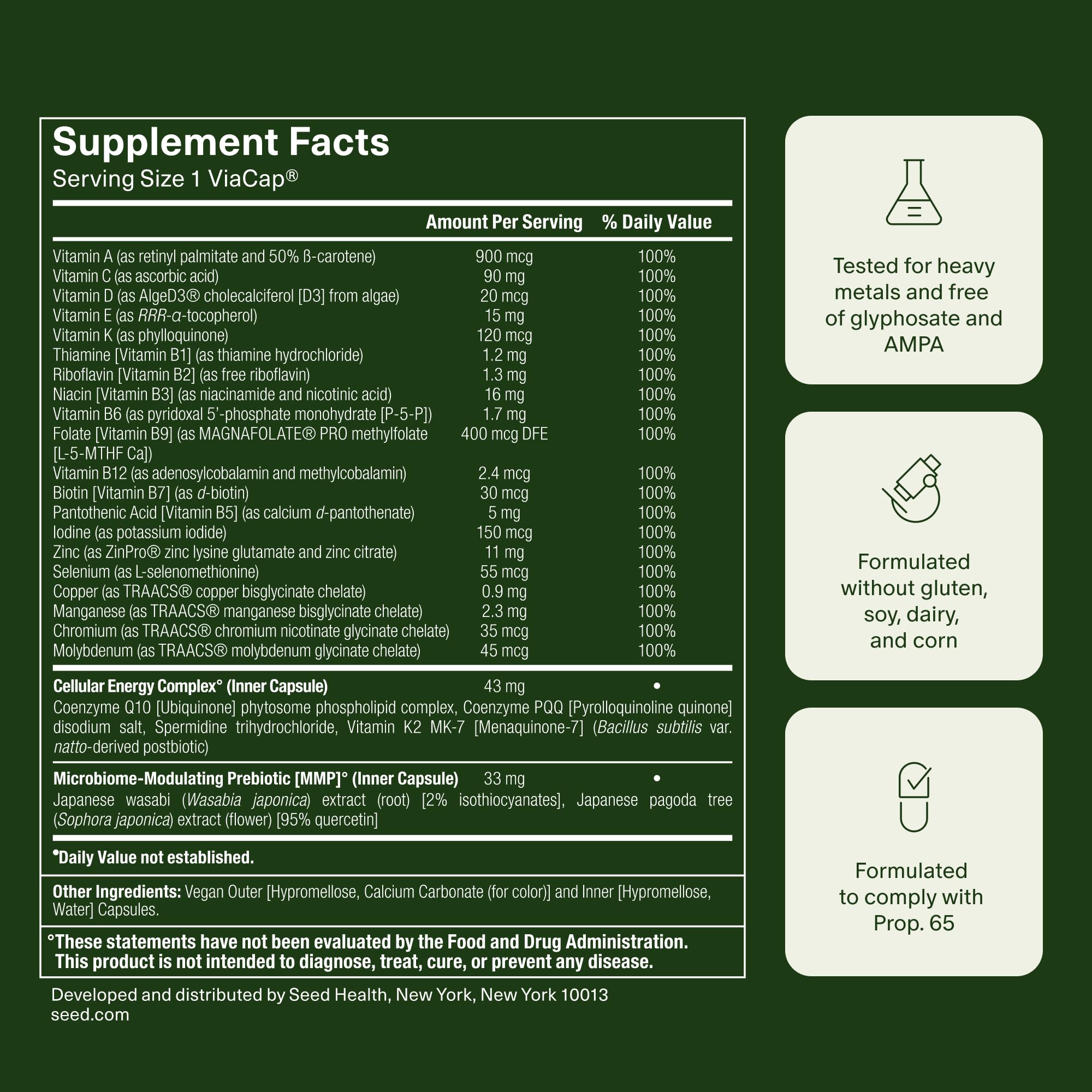 Seed Multivitamin DM-02 lifestyle shot with healthy foods