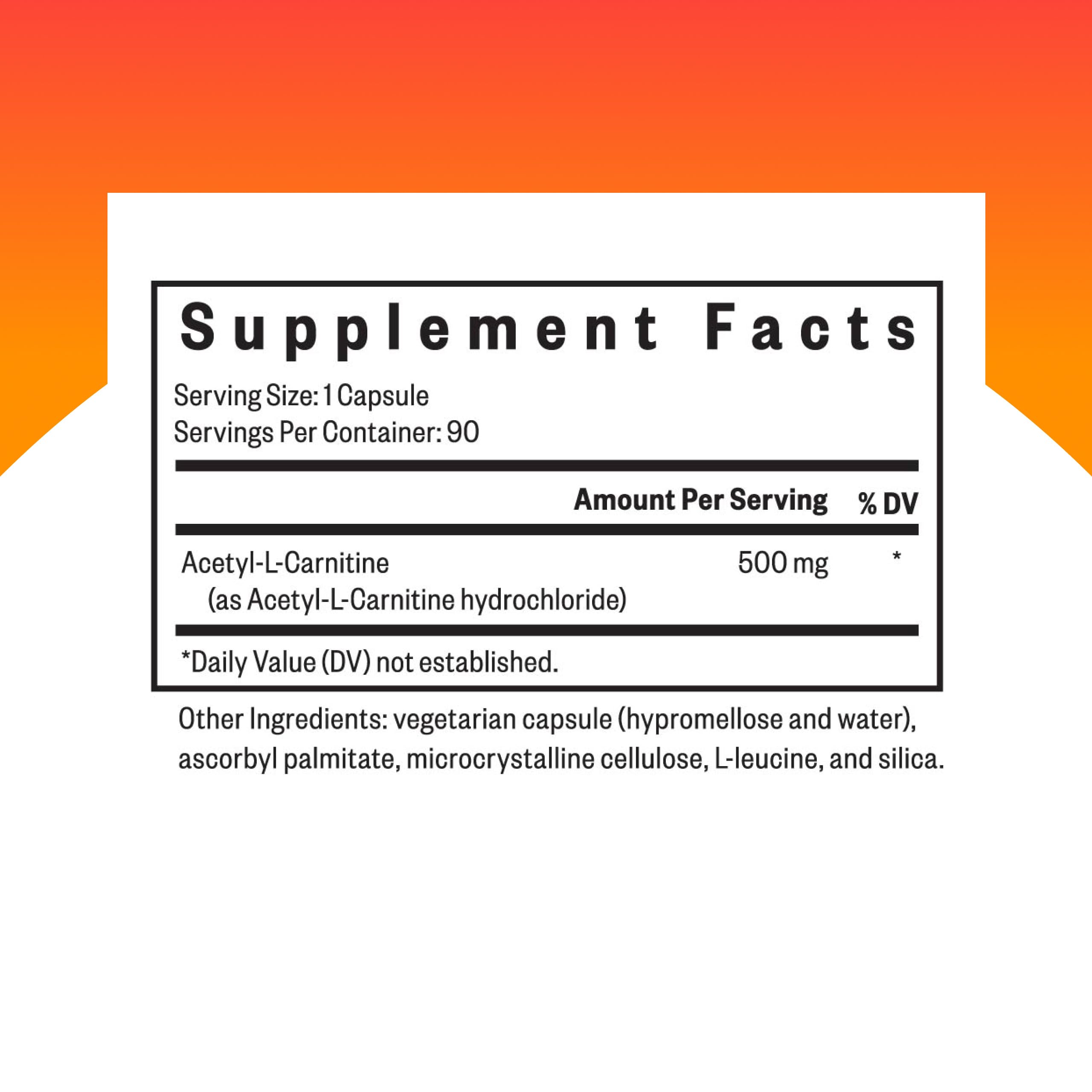 Seeking Health Acetyl-L-Carnitine 500mg supplement capsules side view