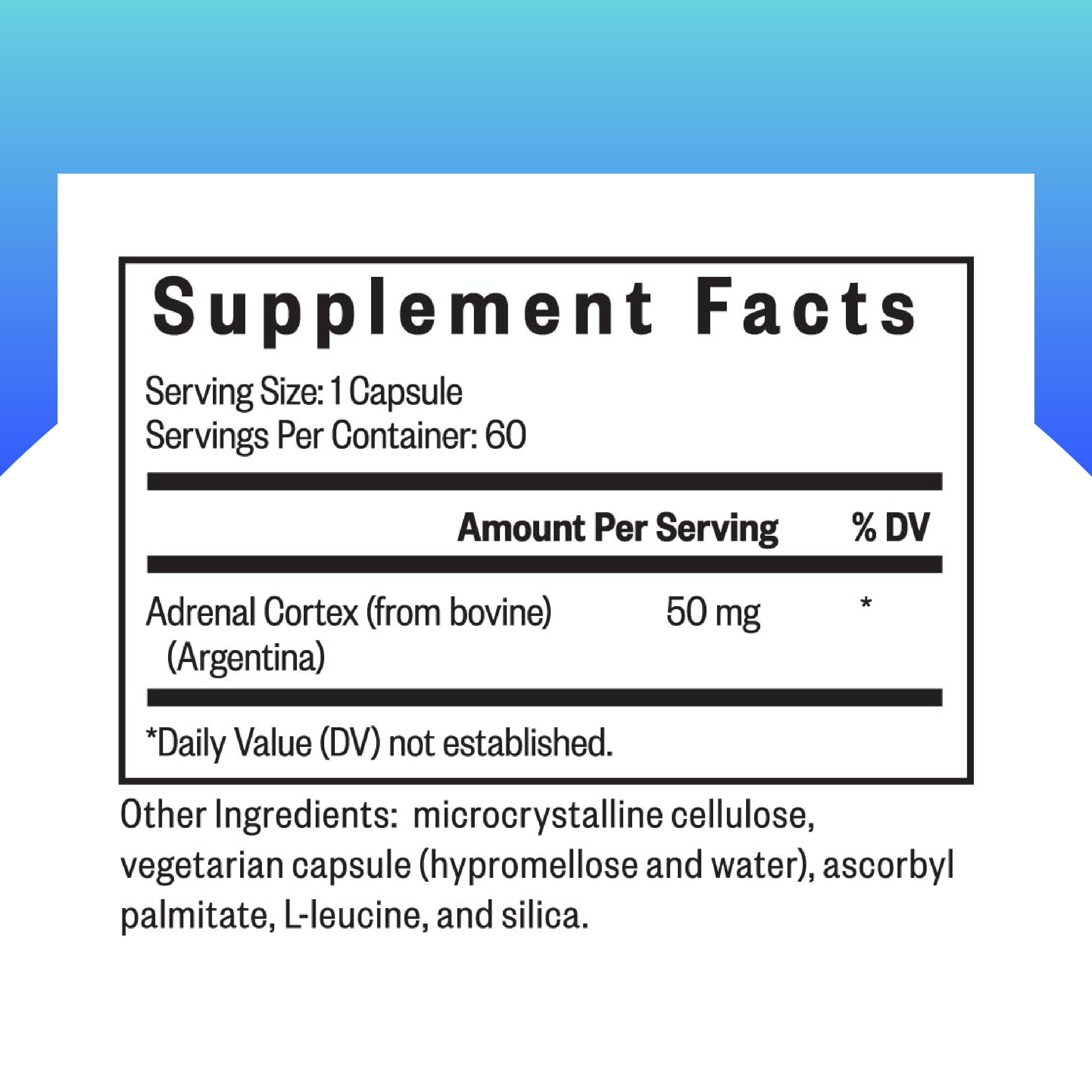Seeking Health Adrenal Cortex Extract 50mg capsules side view