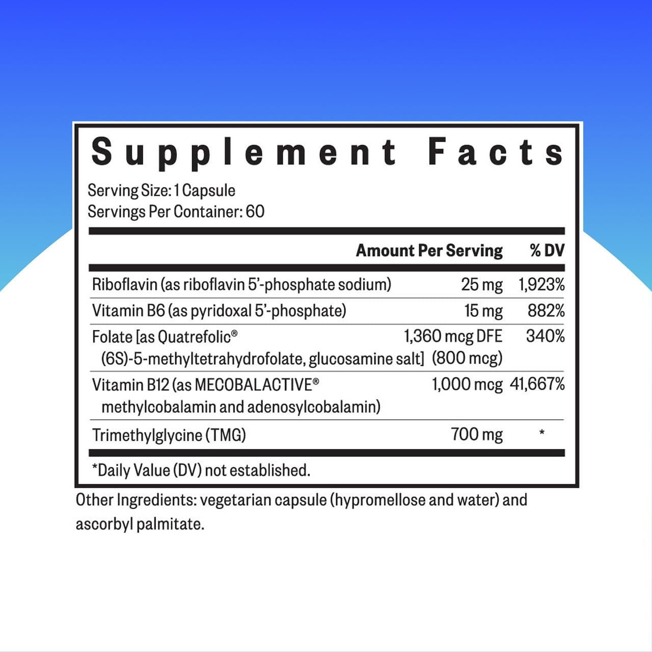 Seeking Health B Complex Vitamin Supplement back view with ingredients