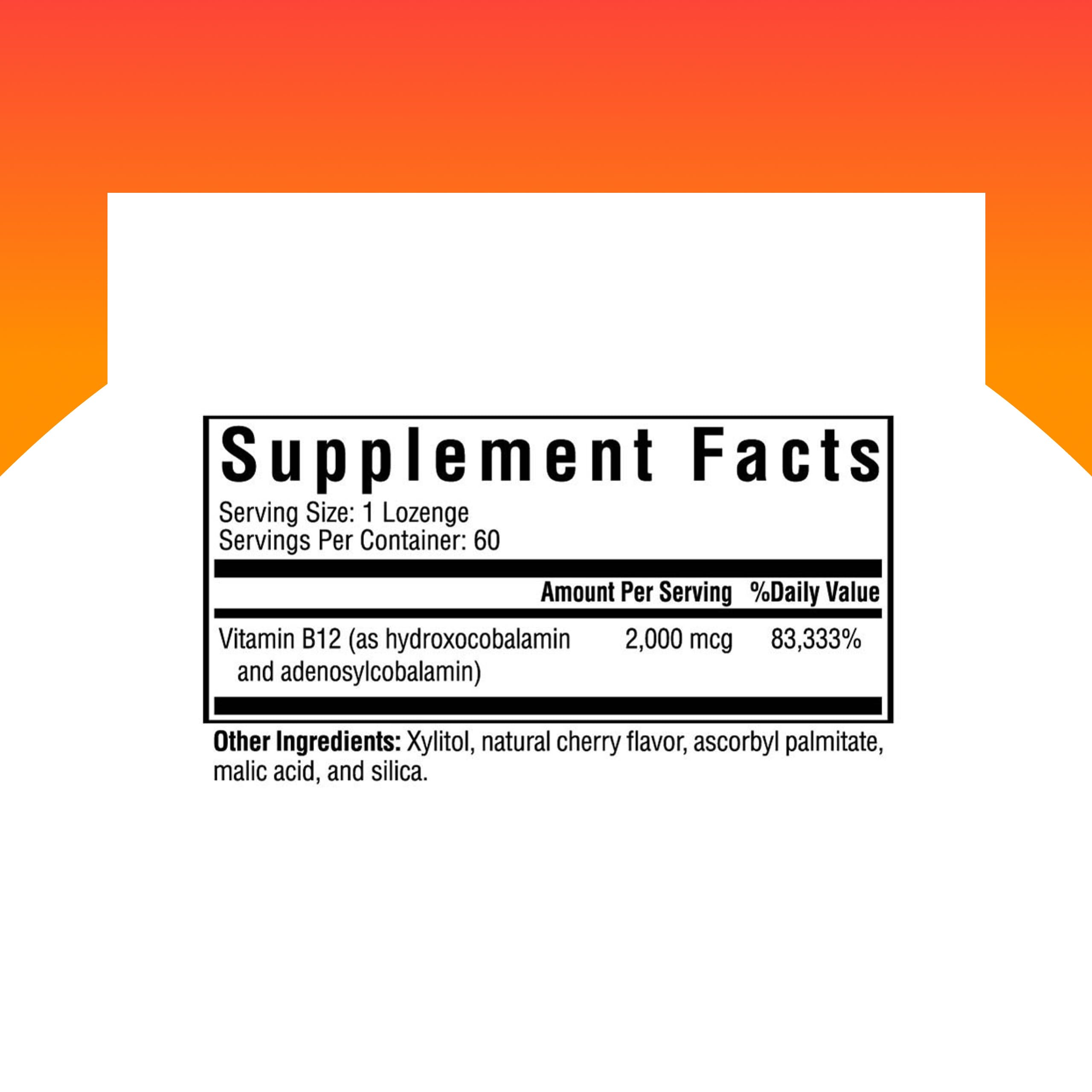 Seeking Health B12 Lozenge 2000mcg back view showing ingredients