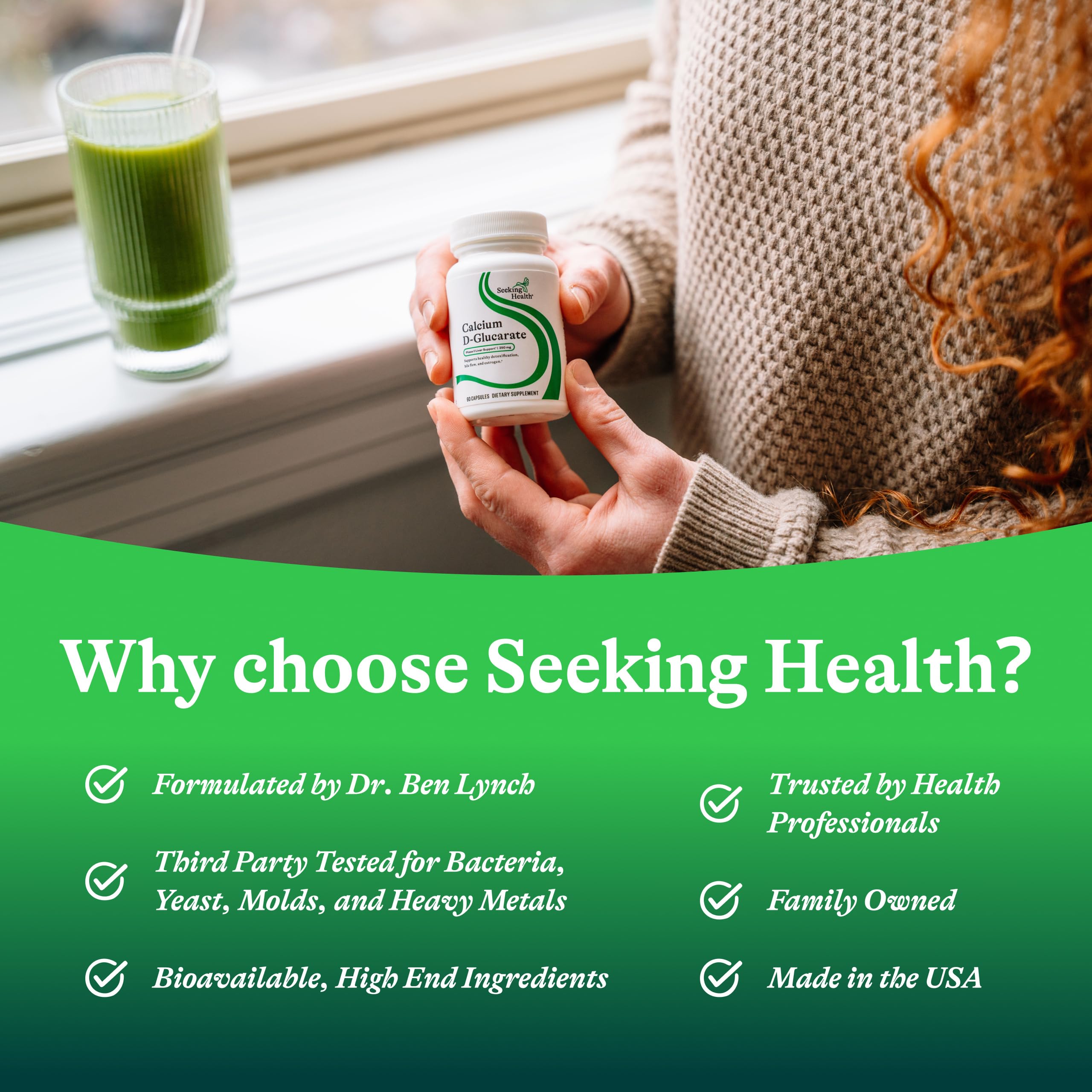 Seeking Health Calcium D-Glucarate Supplement on a table