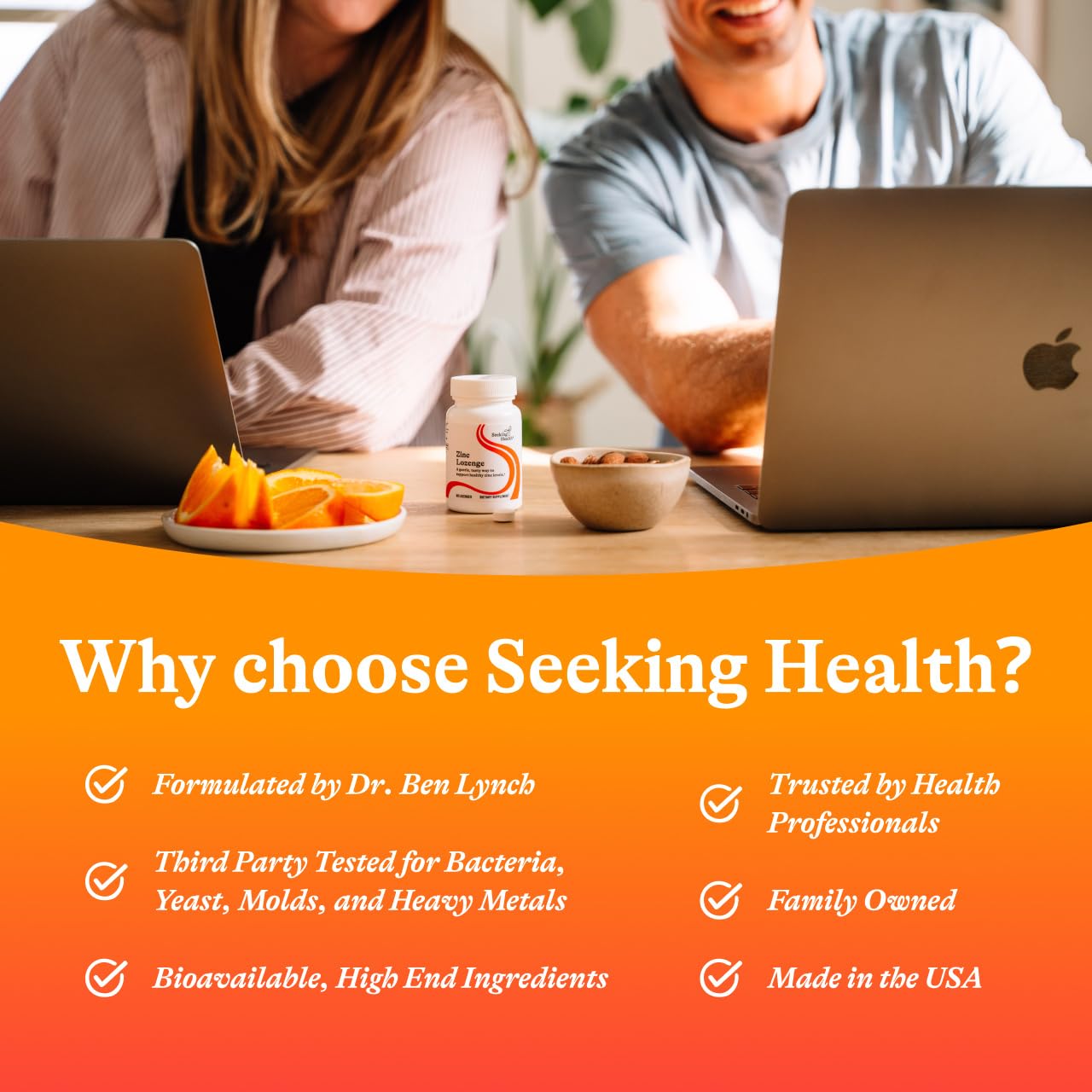 Seeking Health Chelated Zinc Lozenges with a glass of water
