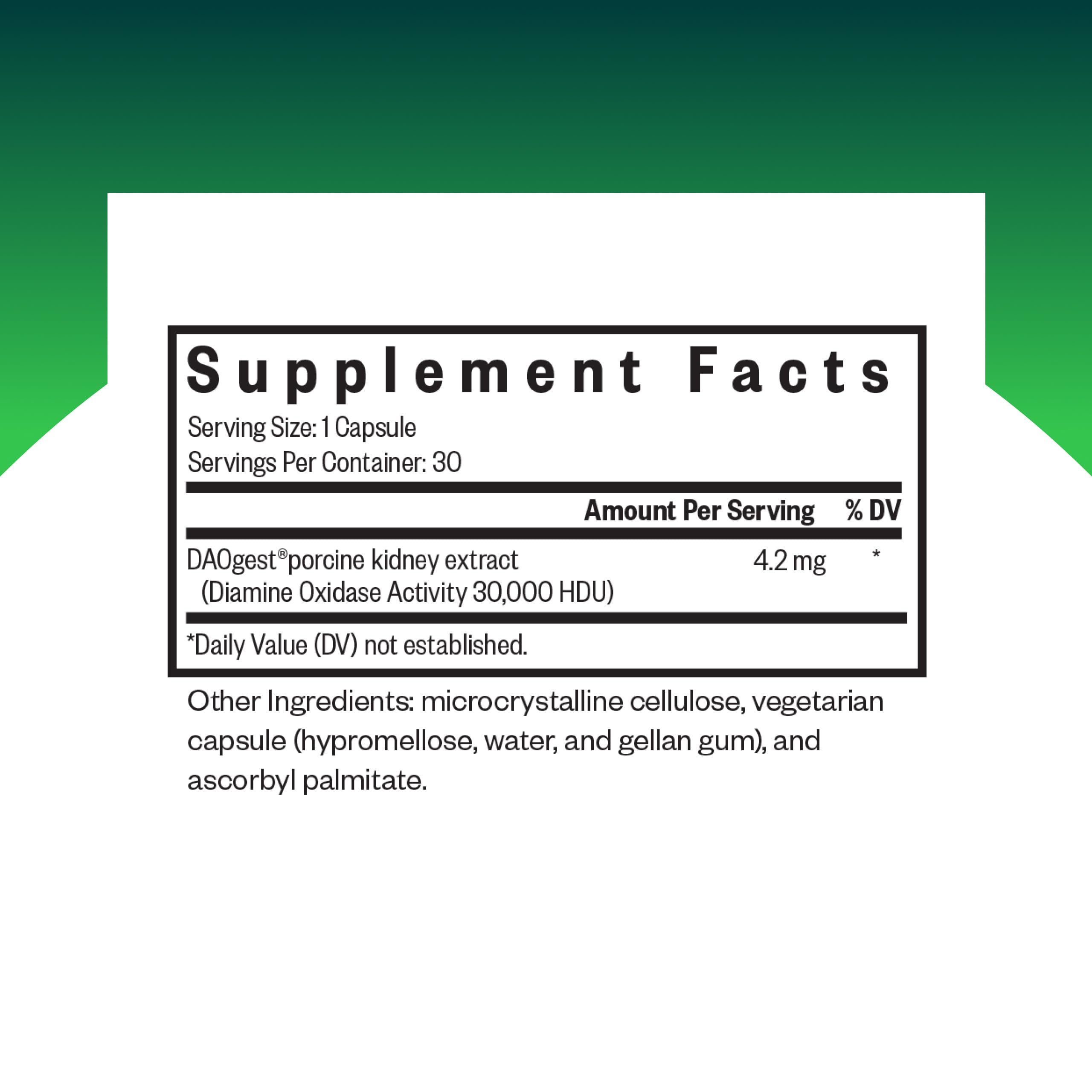 Seeking Health DAO Enzyme Supplement side view showing capsule