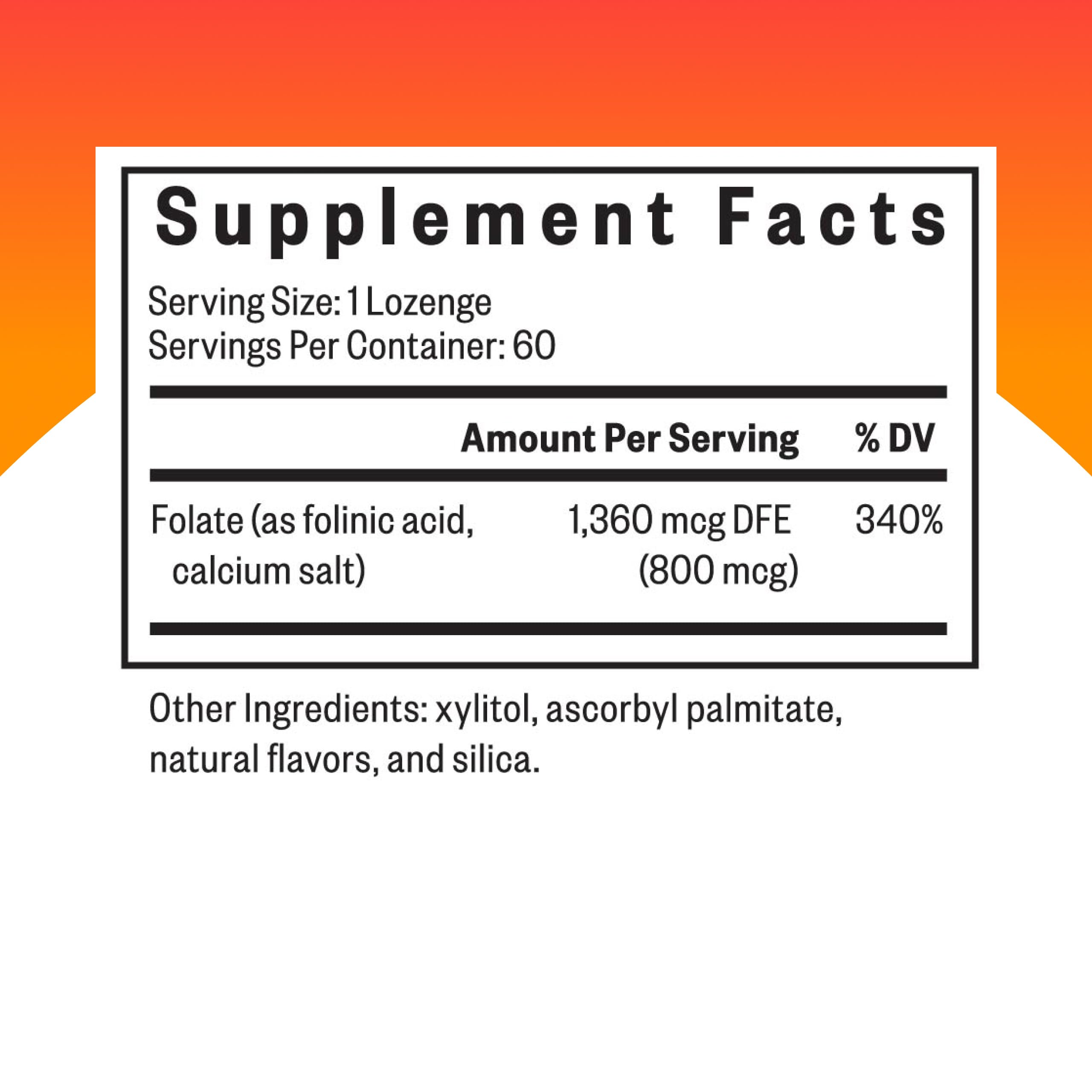Seeking Health Folinic Acid Supplement 1360 mcg DFE back view