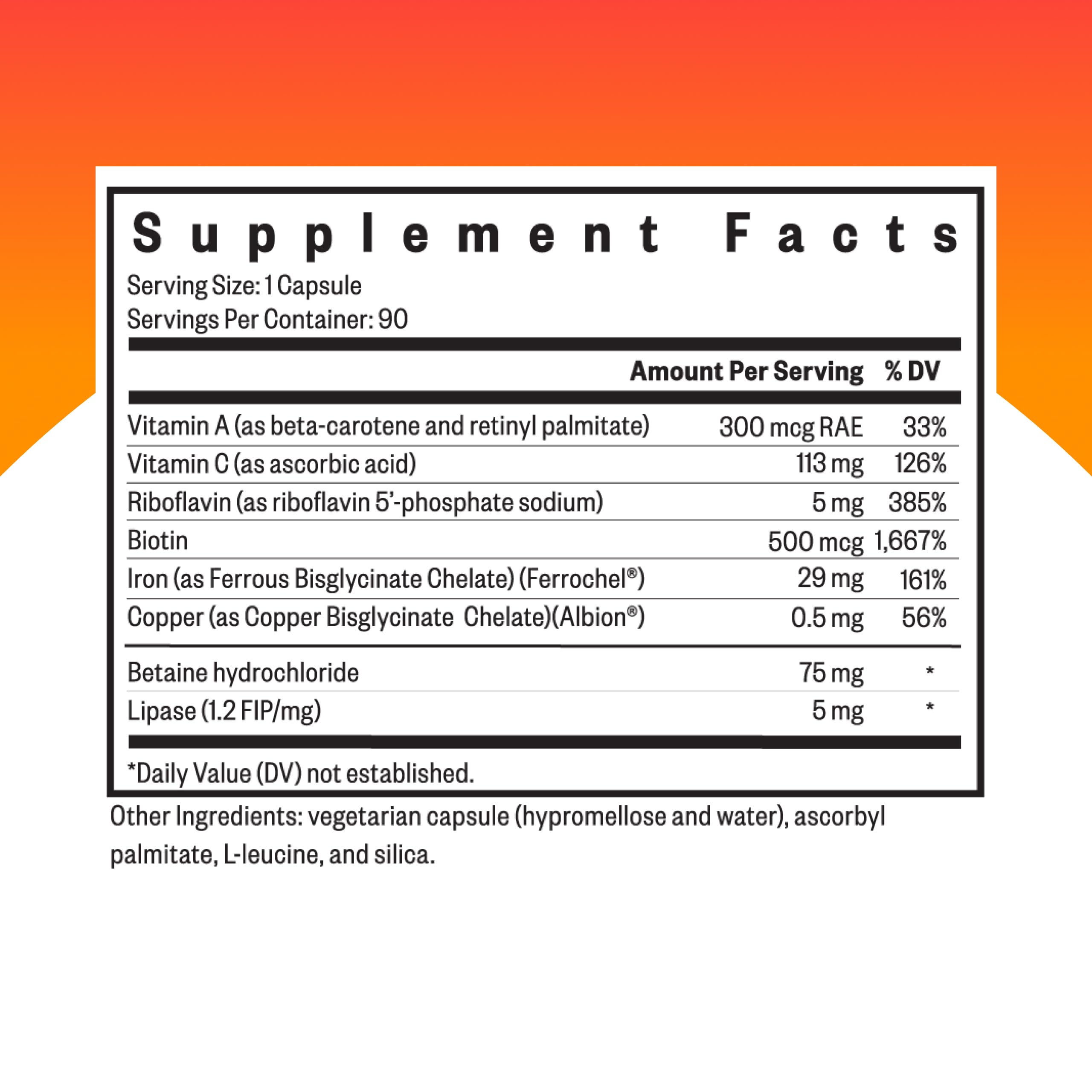 Seeking Health Iron Complex Supplement side view showing capsule