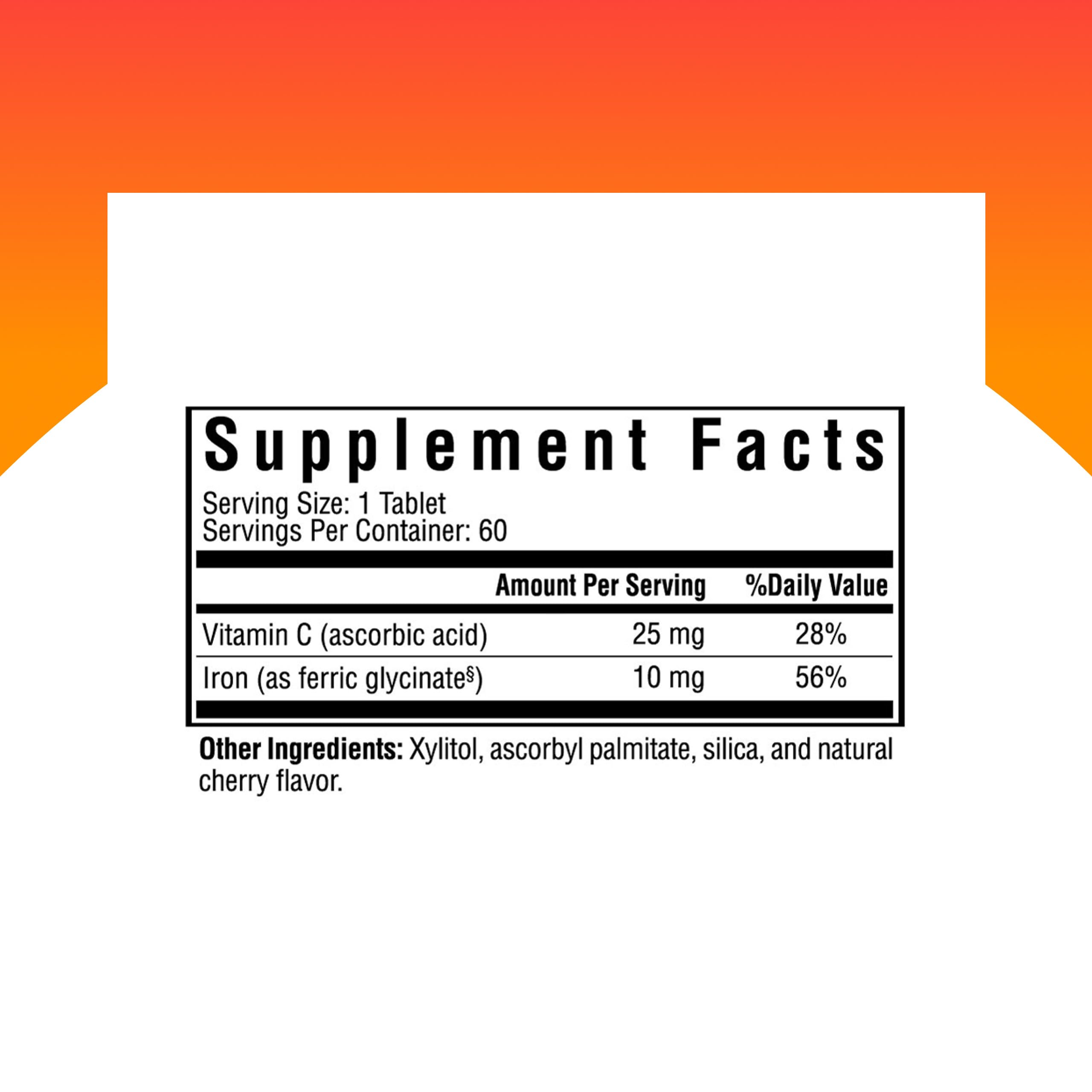 Seeking Health Iron Supplement chewable tablets packaging
