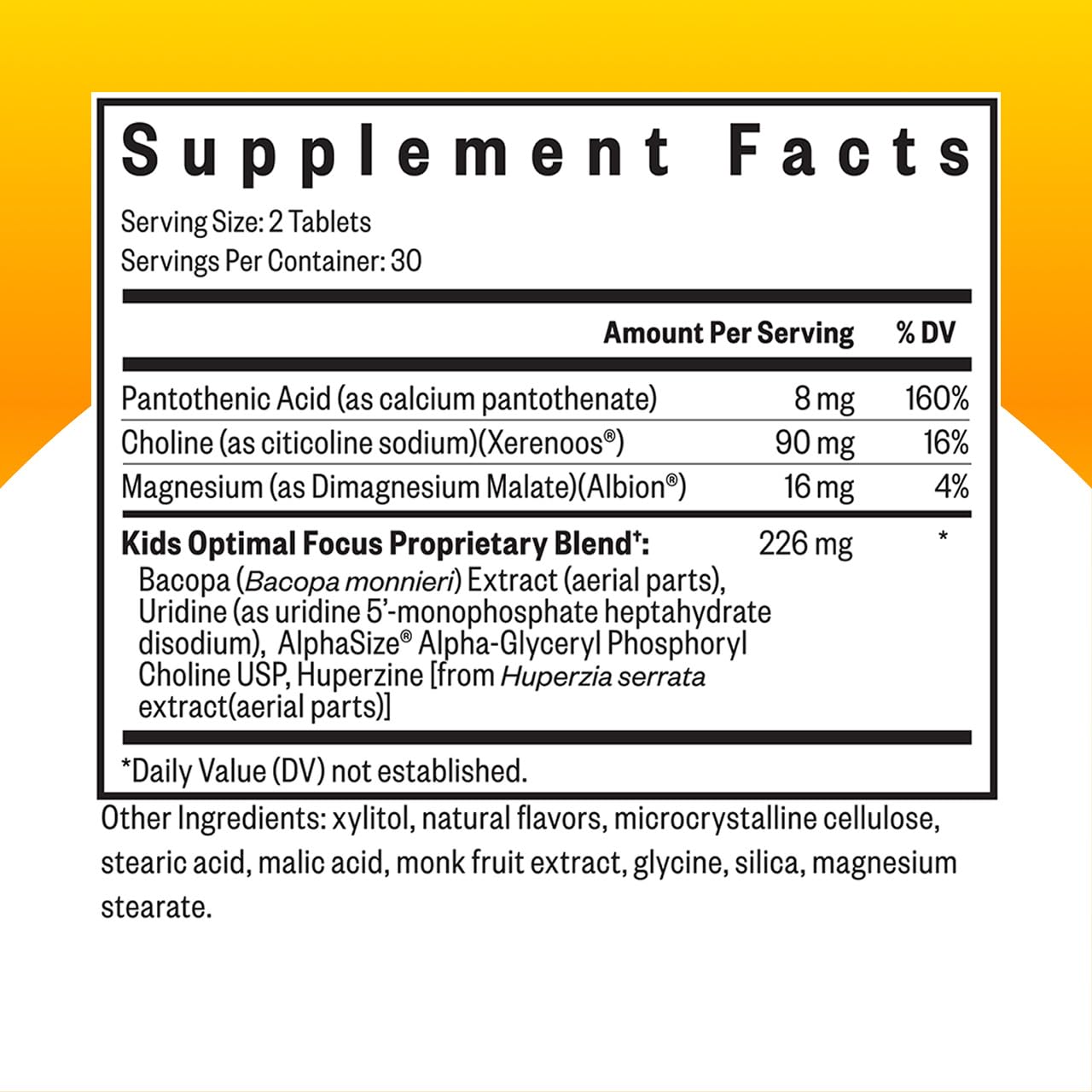 Seeking Health Kids Optimal Focus chewable supplement packaging