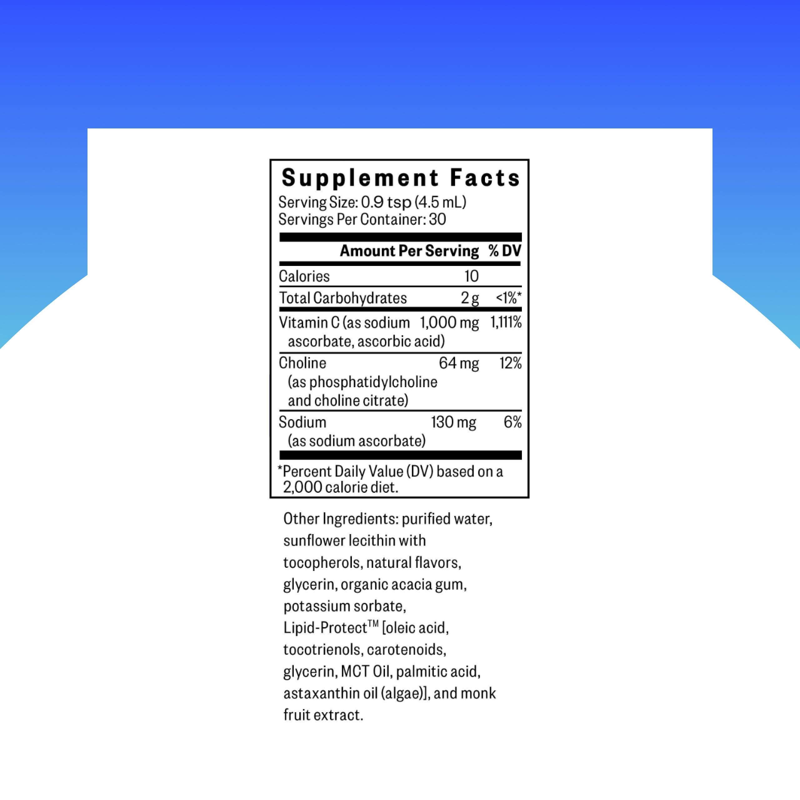Seeking Health Liposomal Vitamin C 1000mg liquid supplement bottle with label