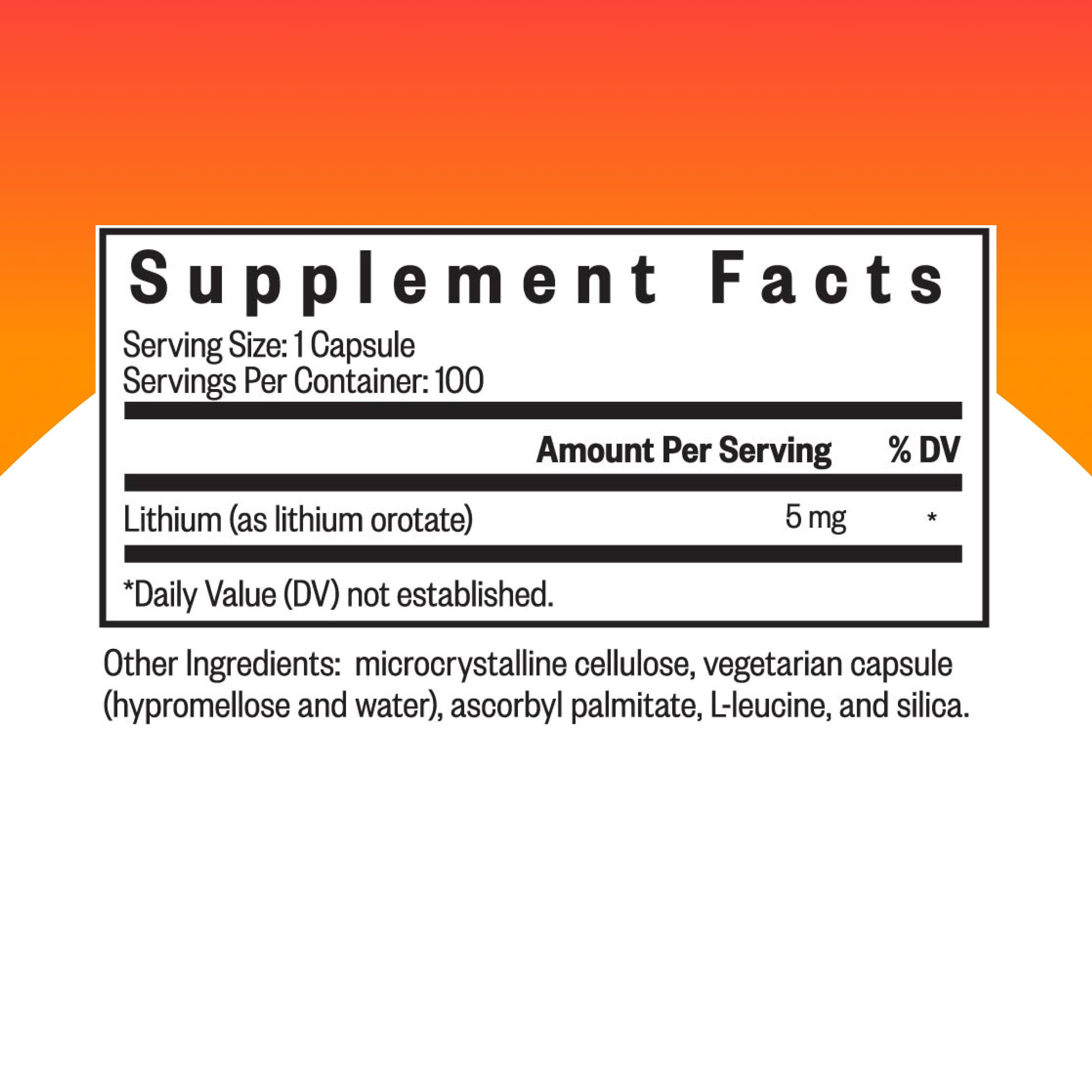 Seeking Health Lithium Orotate supplement bottle side view