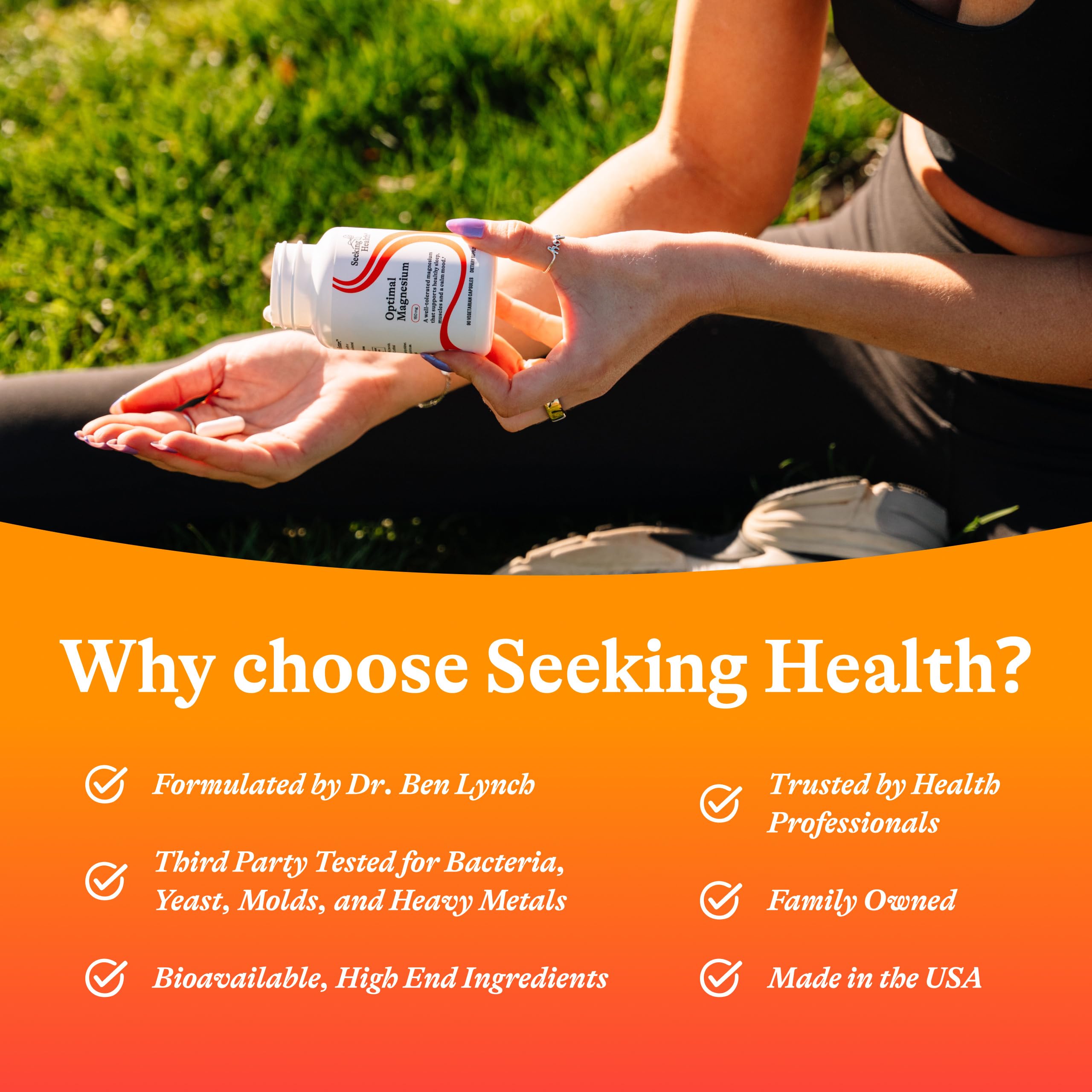 Seeking Health Magnesium Supplement 150mg capsules with measuring spoon