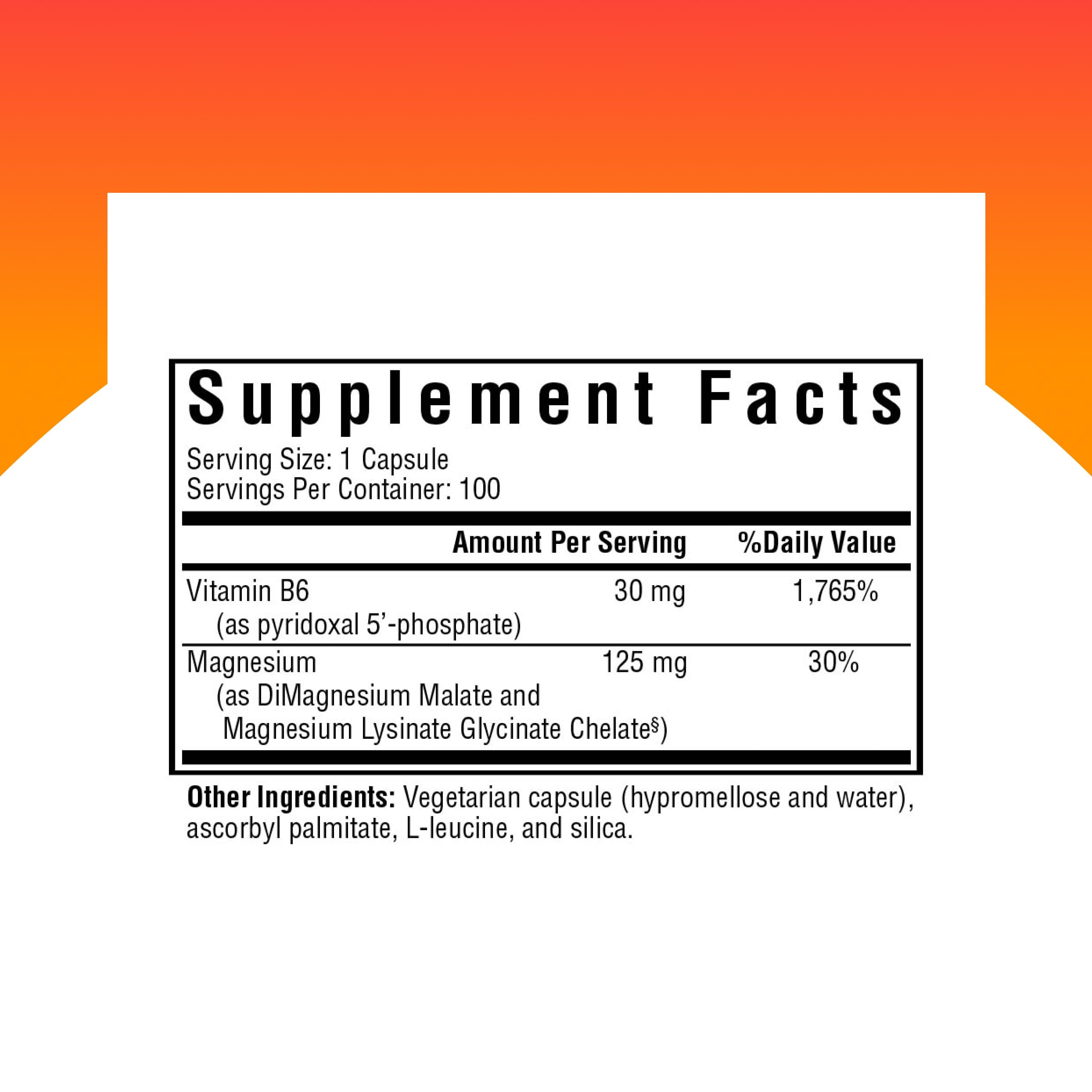 Seeking Health Magnesium Supplement with Vitamin B6 125mg capsule side view