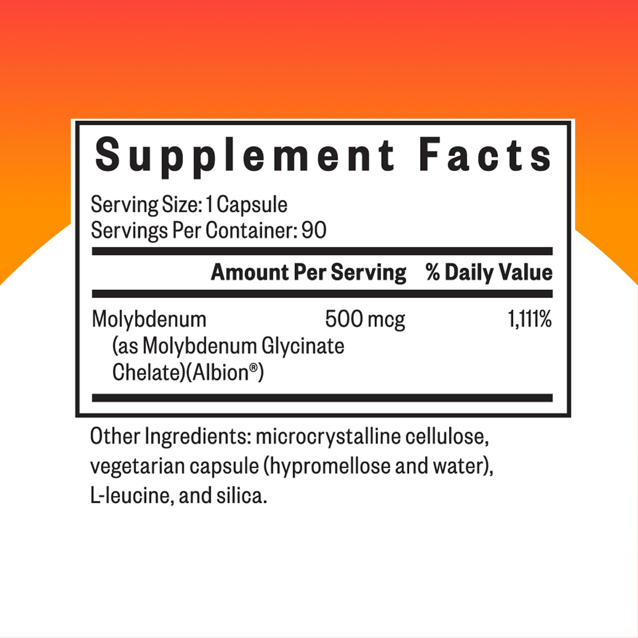 Seeking Health Molybdenum Glycinate Chelate 500 mcg supplement side view