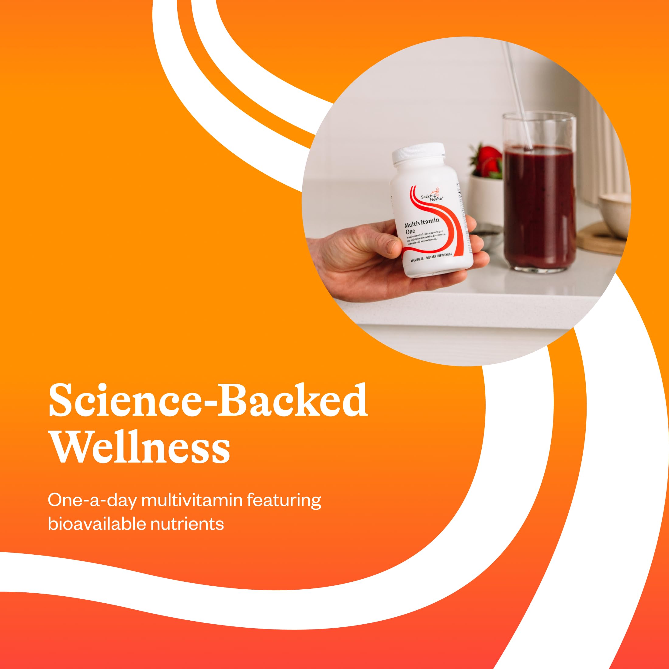 Seeking Health Multivitamin capsule on a wooden surface