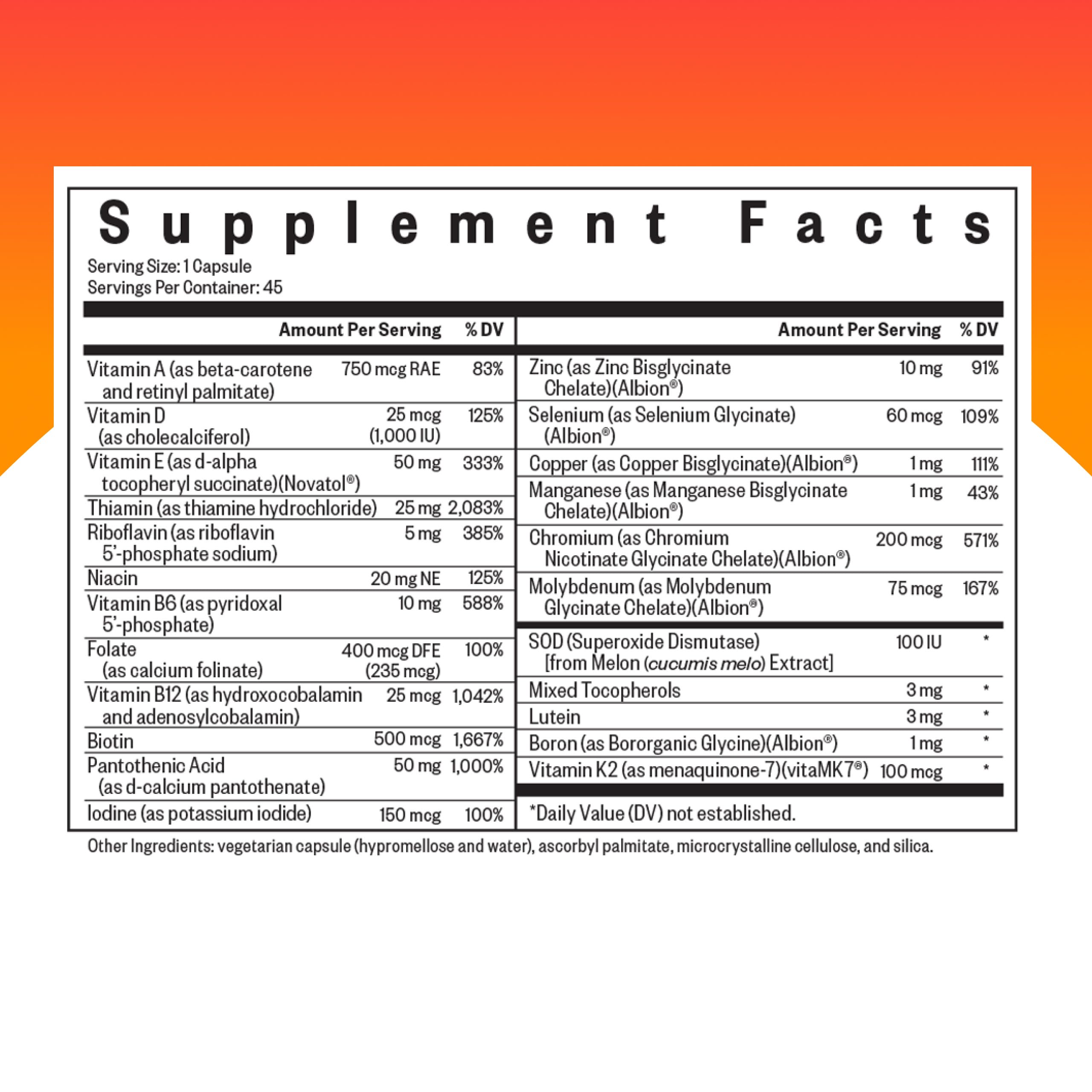 Seeking Health Multivitamin with Antioxidants back view