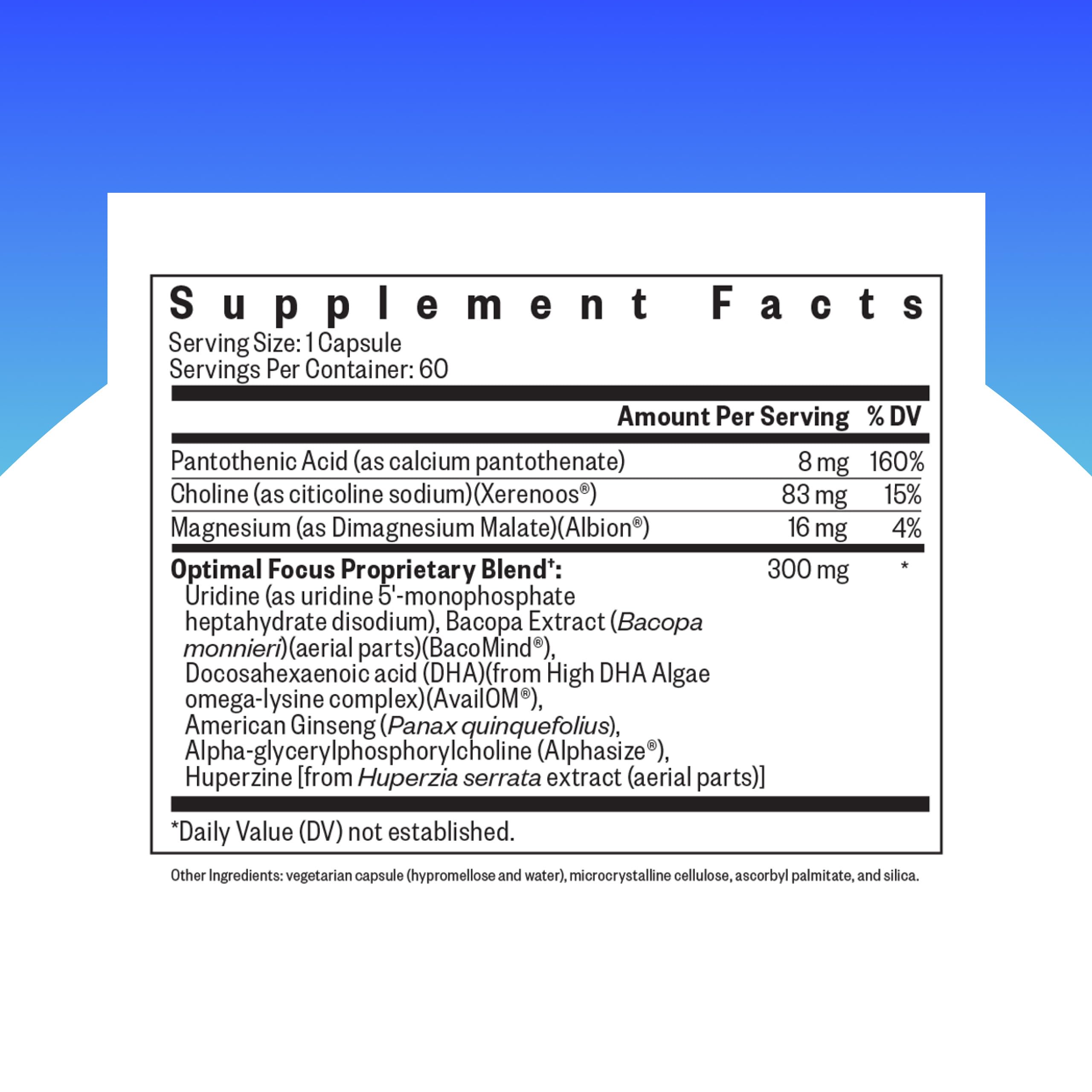 Seeking Health Optimal Focus supplement side view