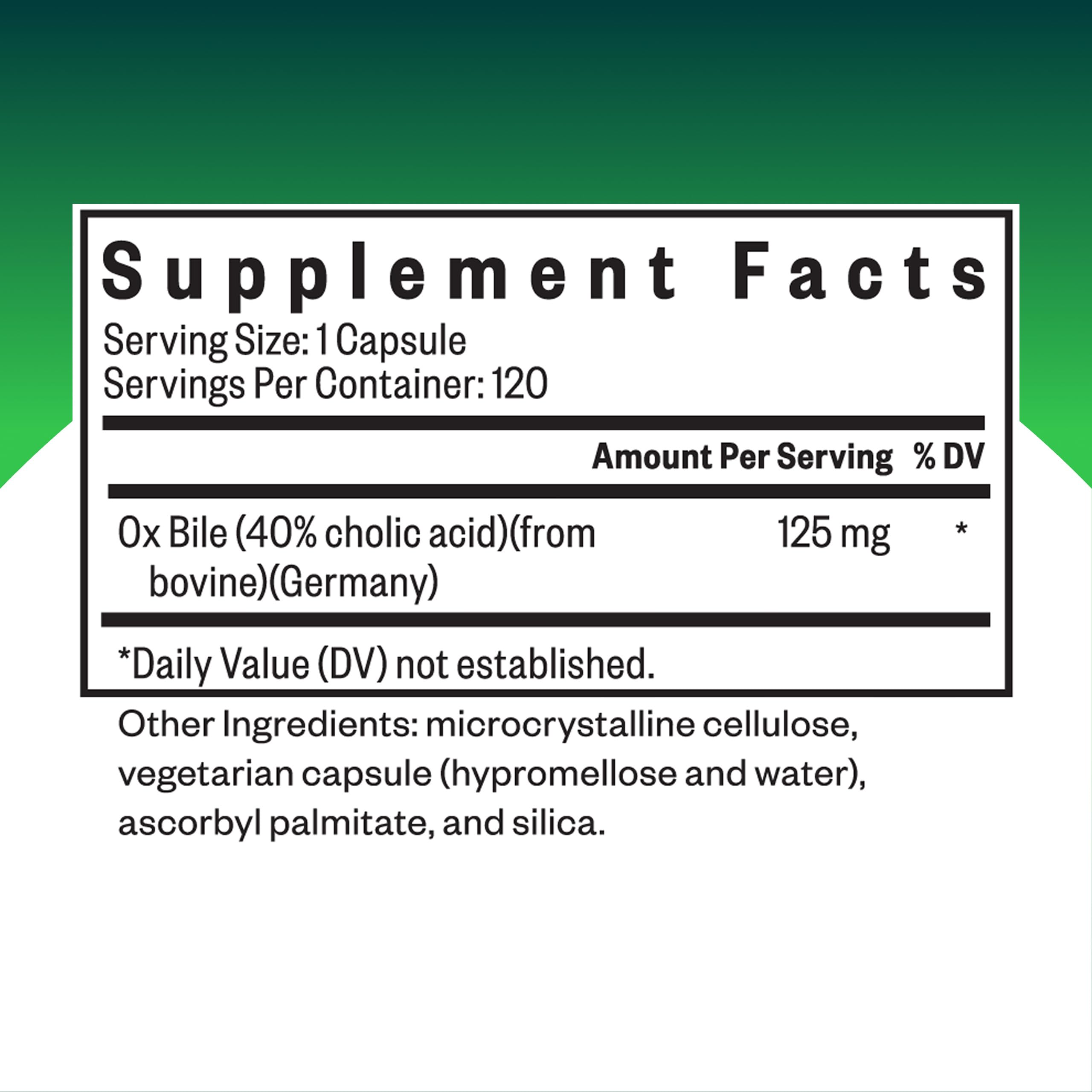 Seeking Health Ox Bile Supplement 125mg side view