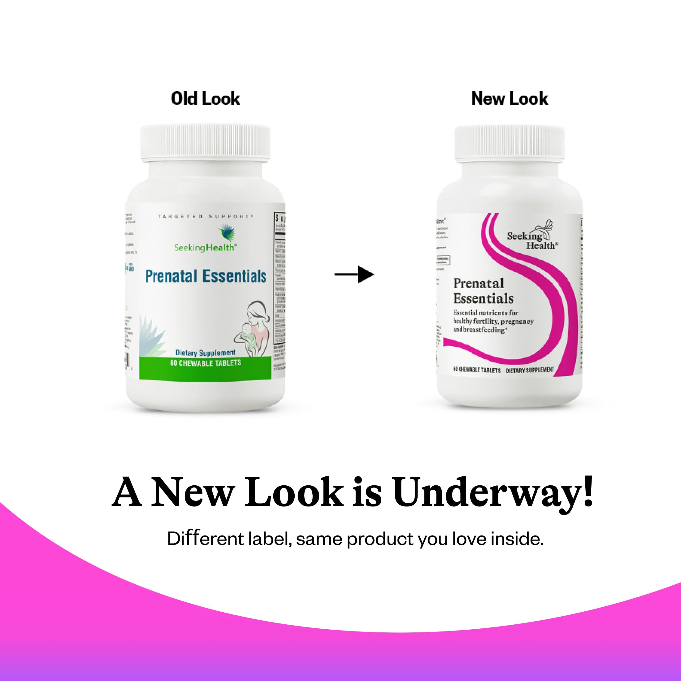 Seeking Health Prenatal Multivitamin bottle with tablets inside