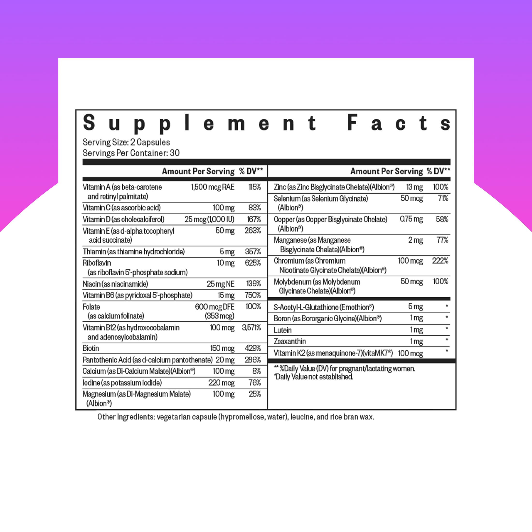 Seeking Health Prenatal Vitamins 30 Capsules side view