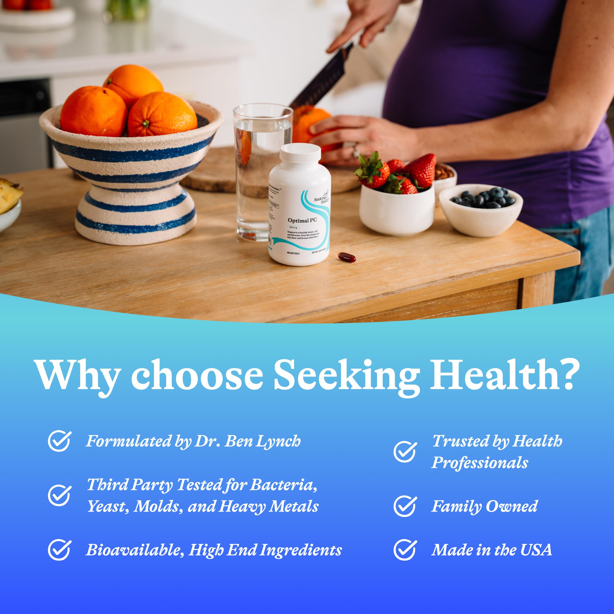 Seeking Health Sunflower Lecithin Supplement 800mg on a wooden table