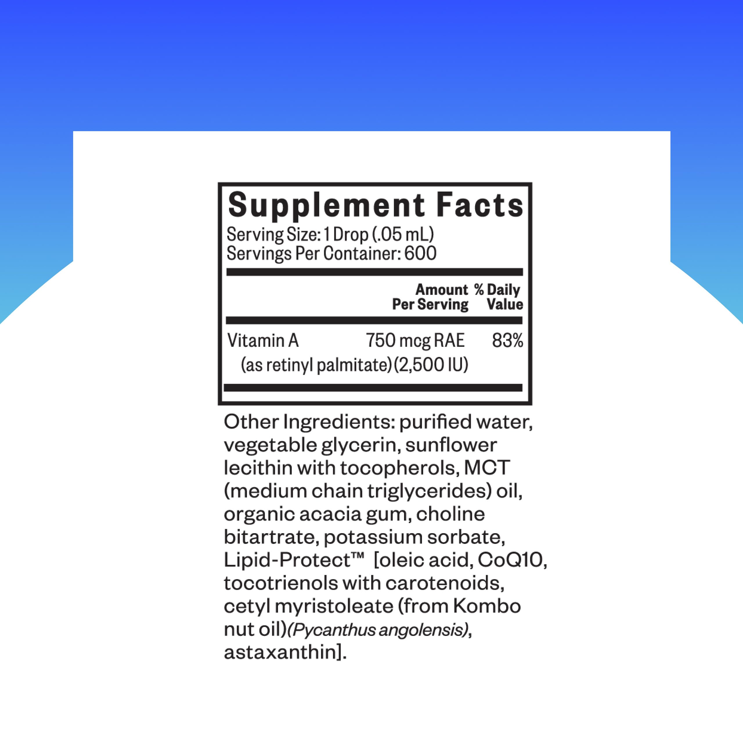 Seeking Health Vitamin A Drops 750 mcg RAE bottle side view